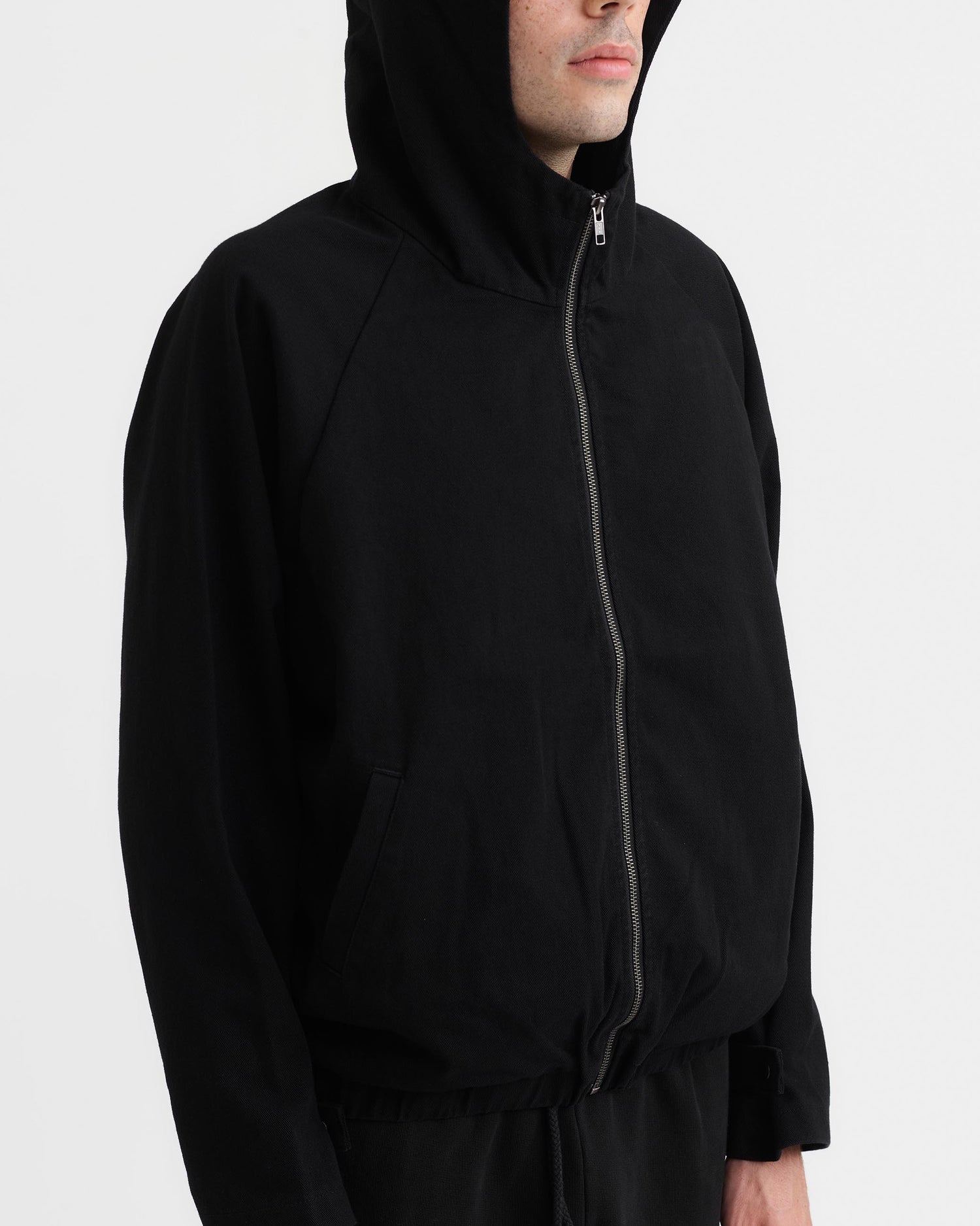 Raglan Sleeve Hooded Zip Jacket