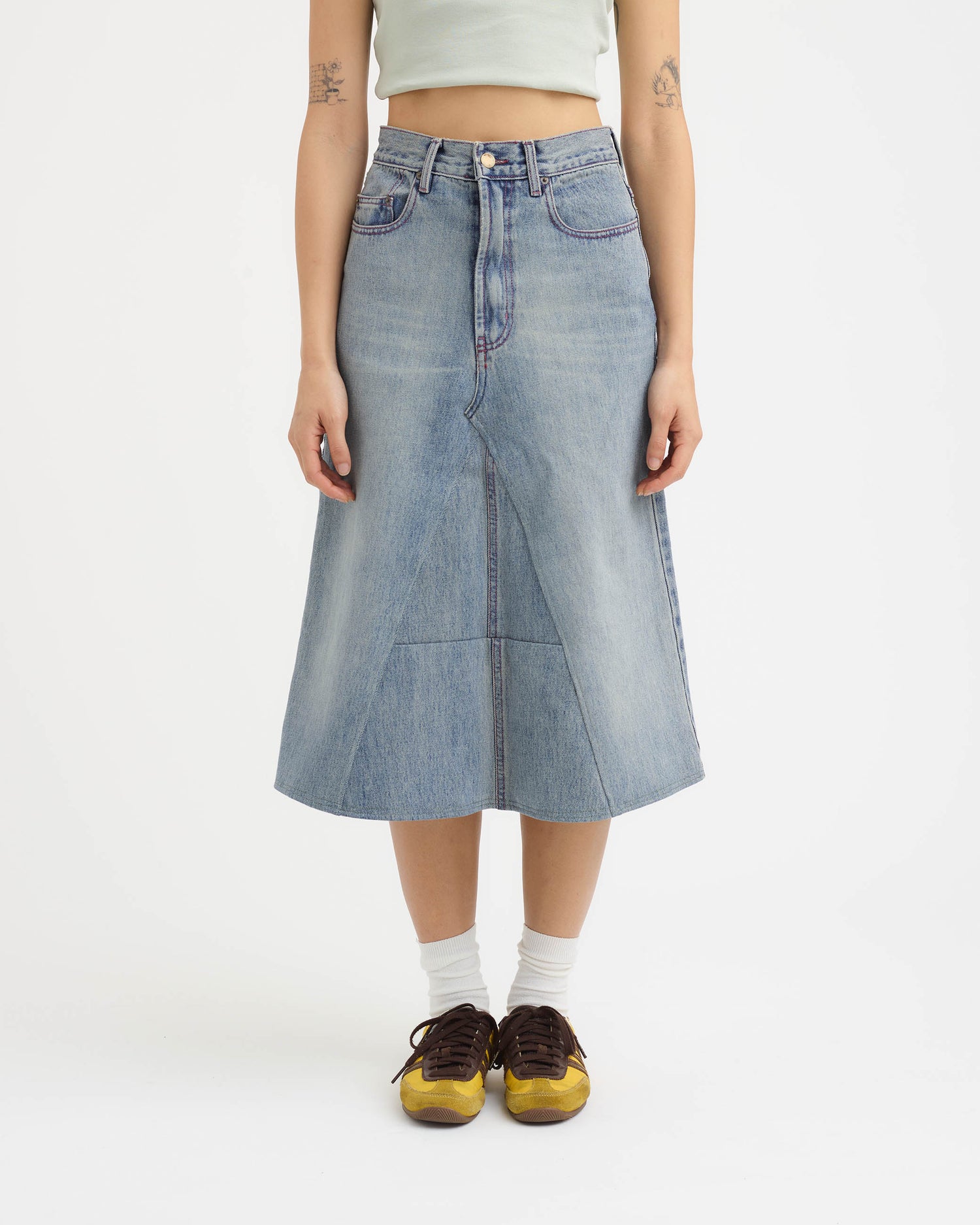 Denim Midi Skirt - Vintage Wash