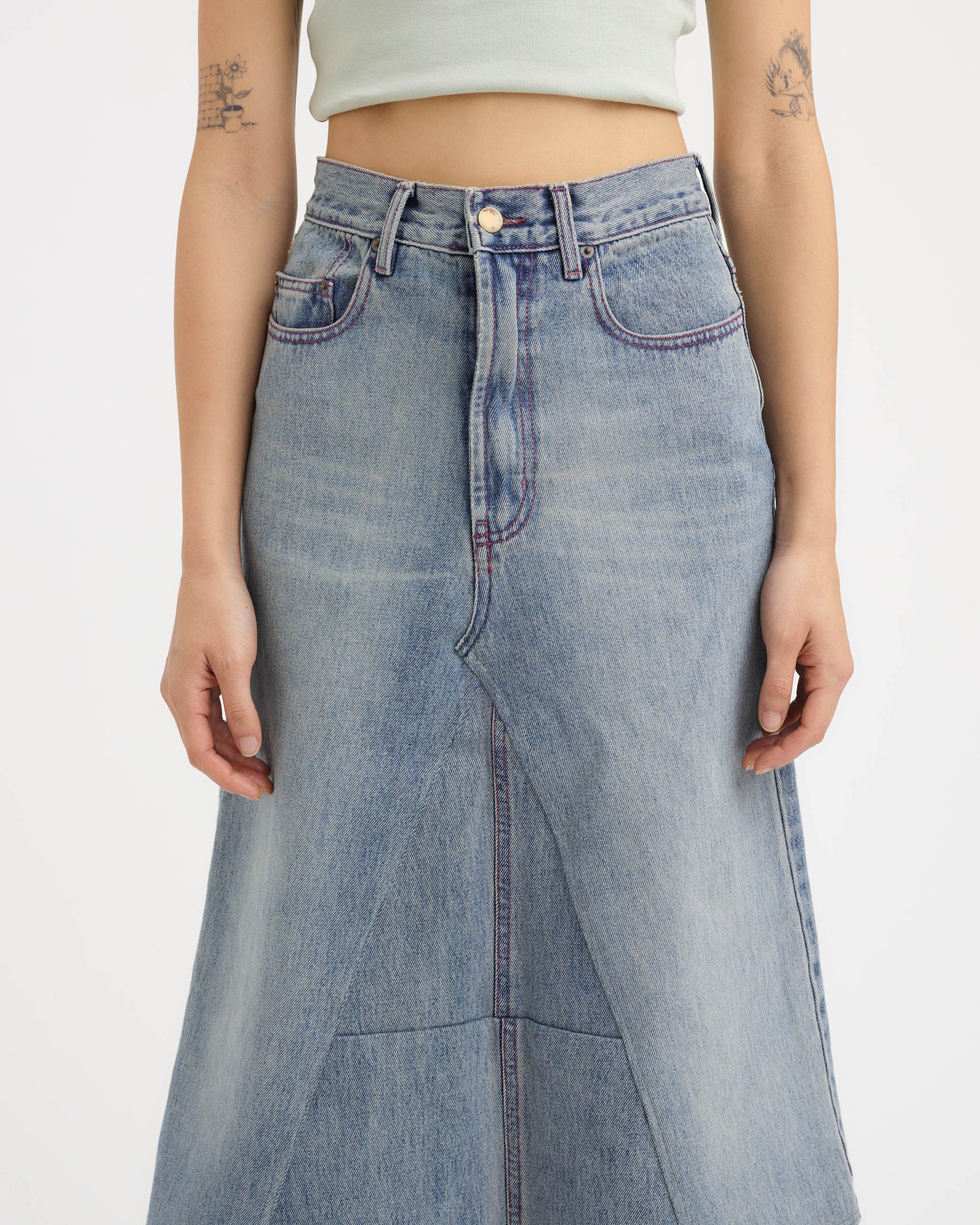 Denim Midi Skirt - Vintage Wash