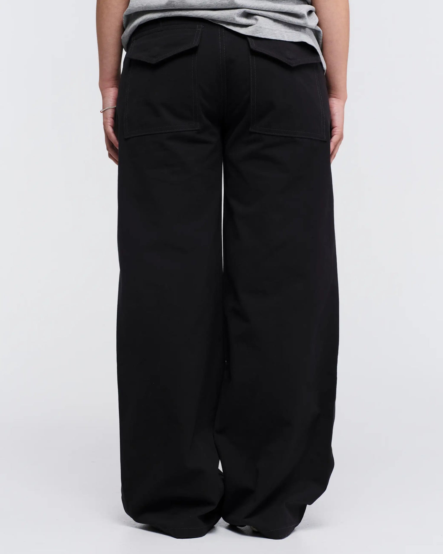 Loose Cut Canvas Fatigue Pant - Washed Black