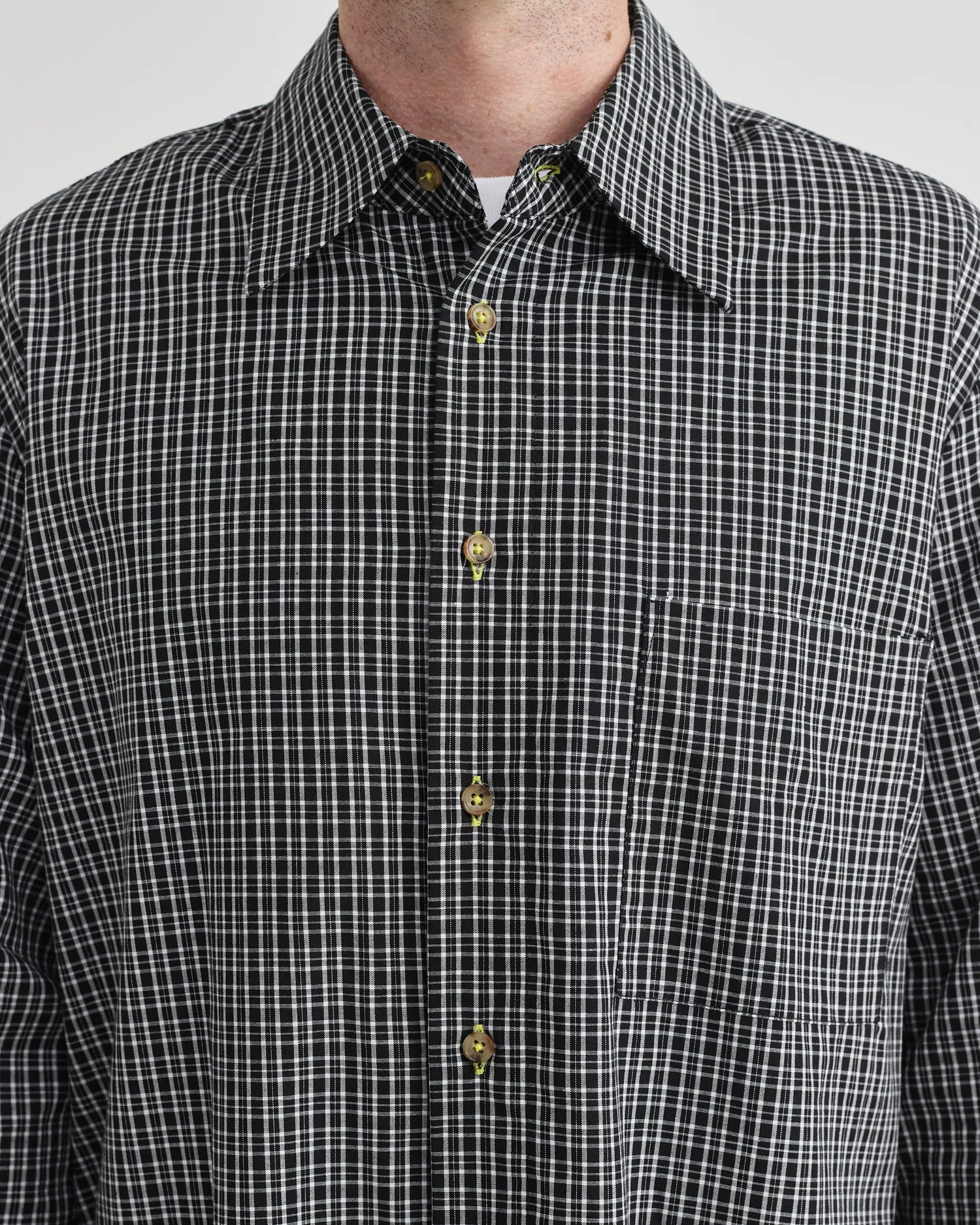 L/S Black Plaid Shirt