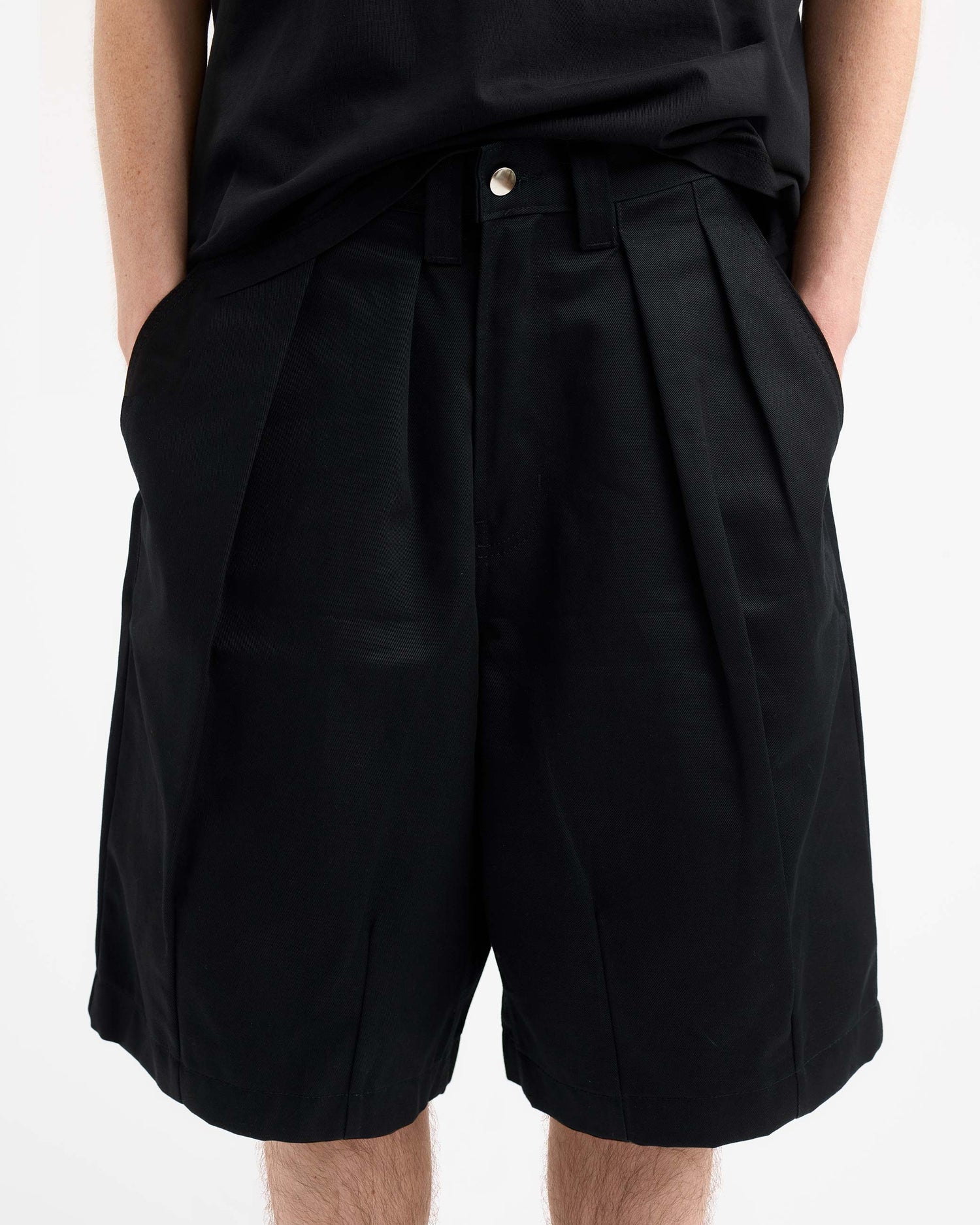 Pleated Balloon Shorts - Washed Black