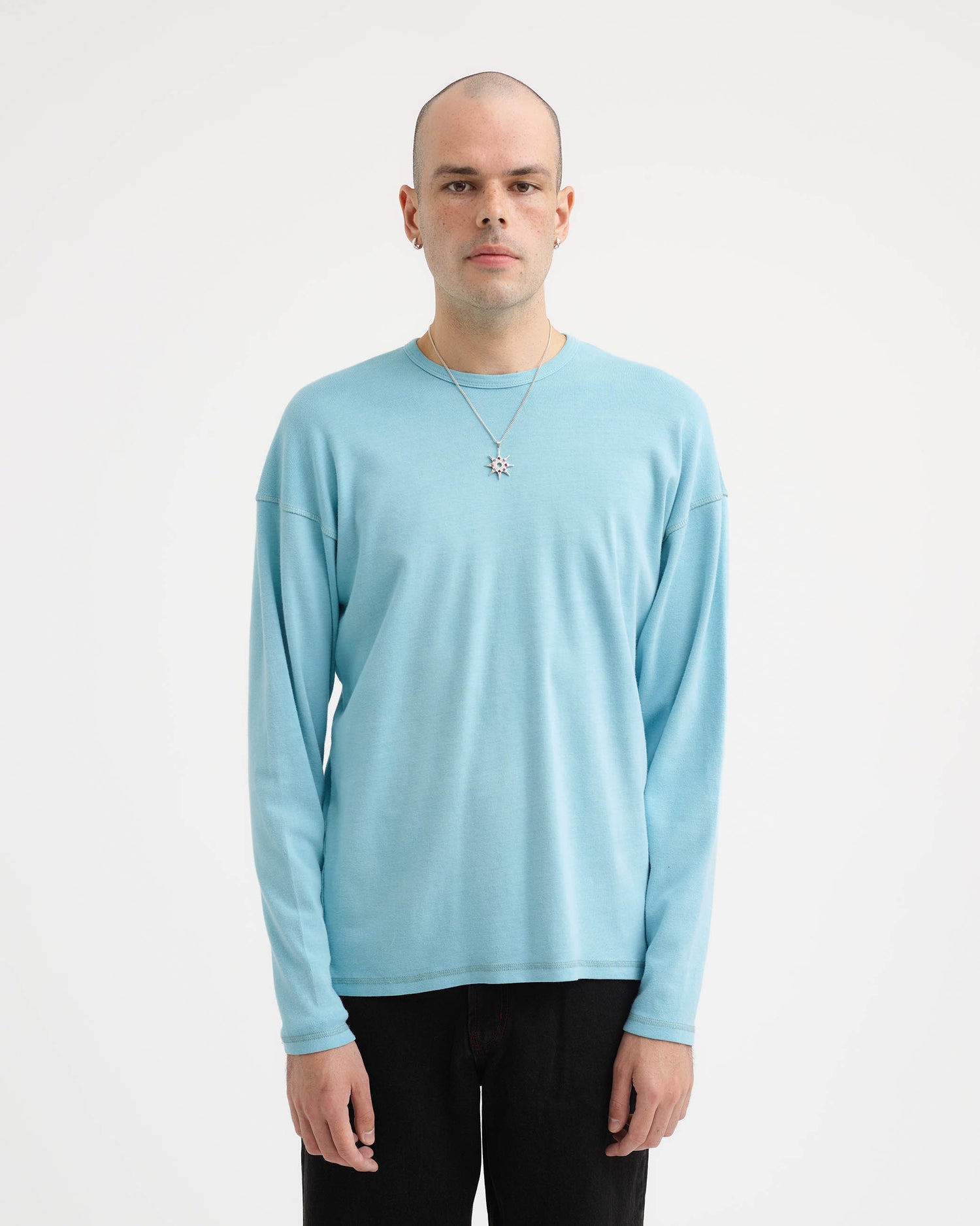 Heavy Rib Knit LS Tee - Topaz