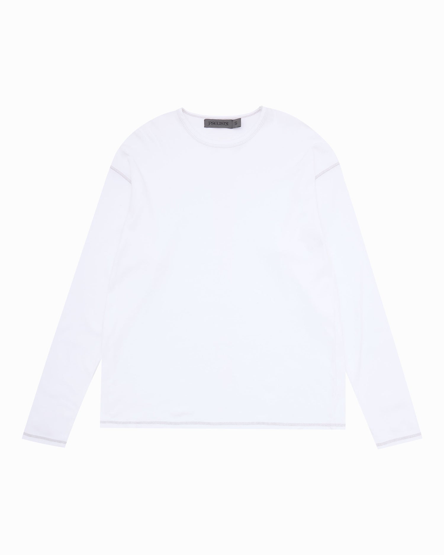 Heavy Rib Knit LS Tee - White