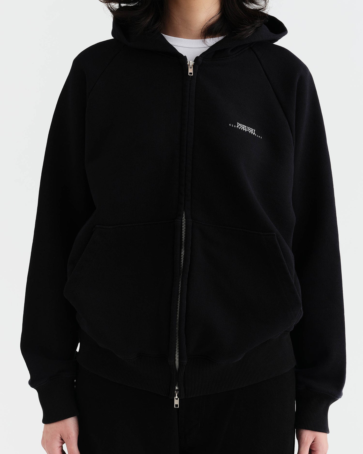 Studio Raglan Zip Hoodie - Black