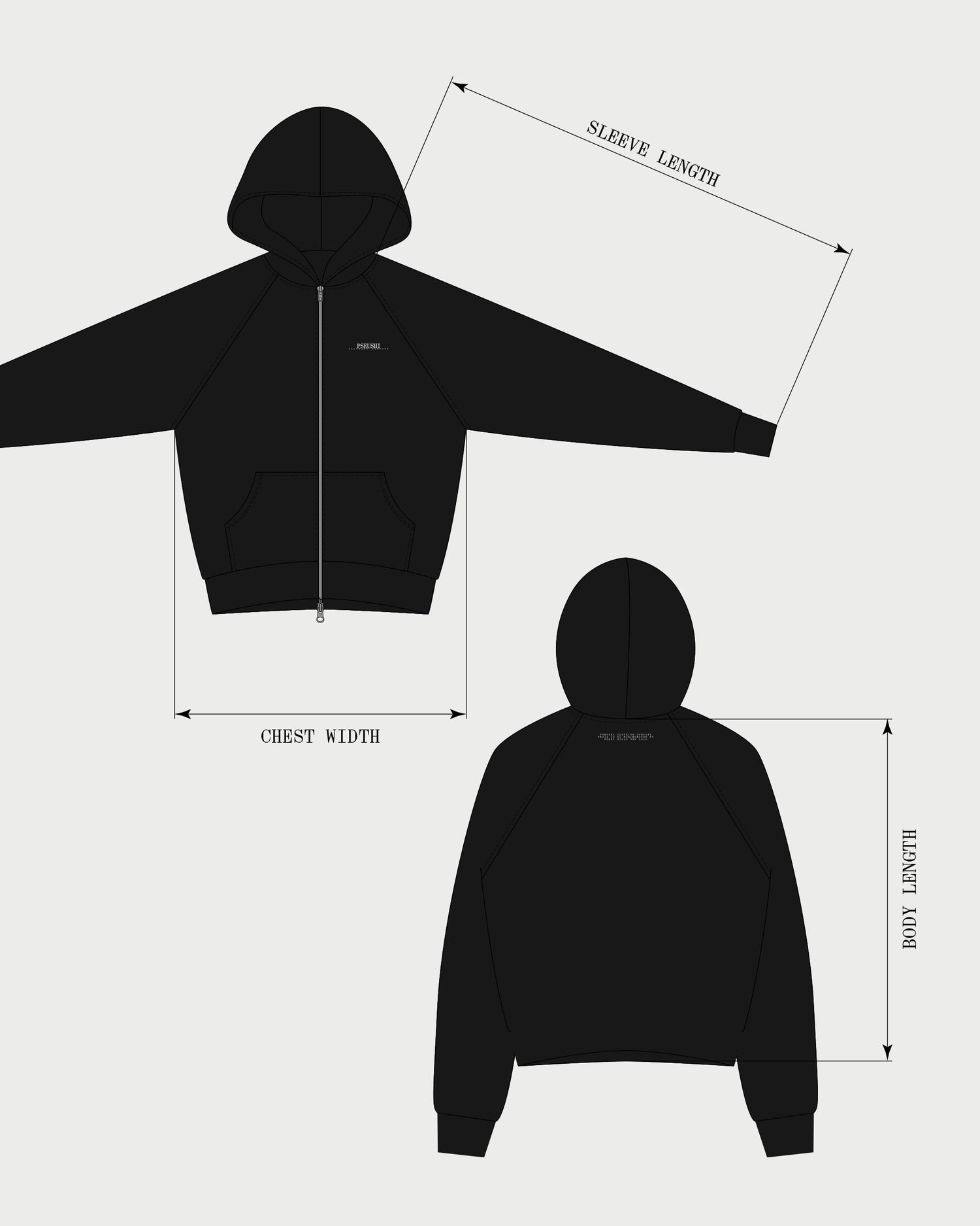 Studio Raglan Zip Hoodie - Black