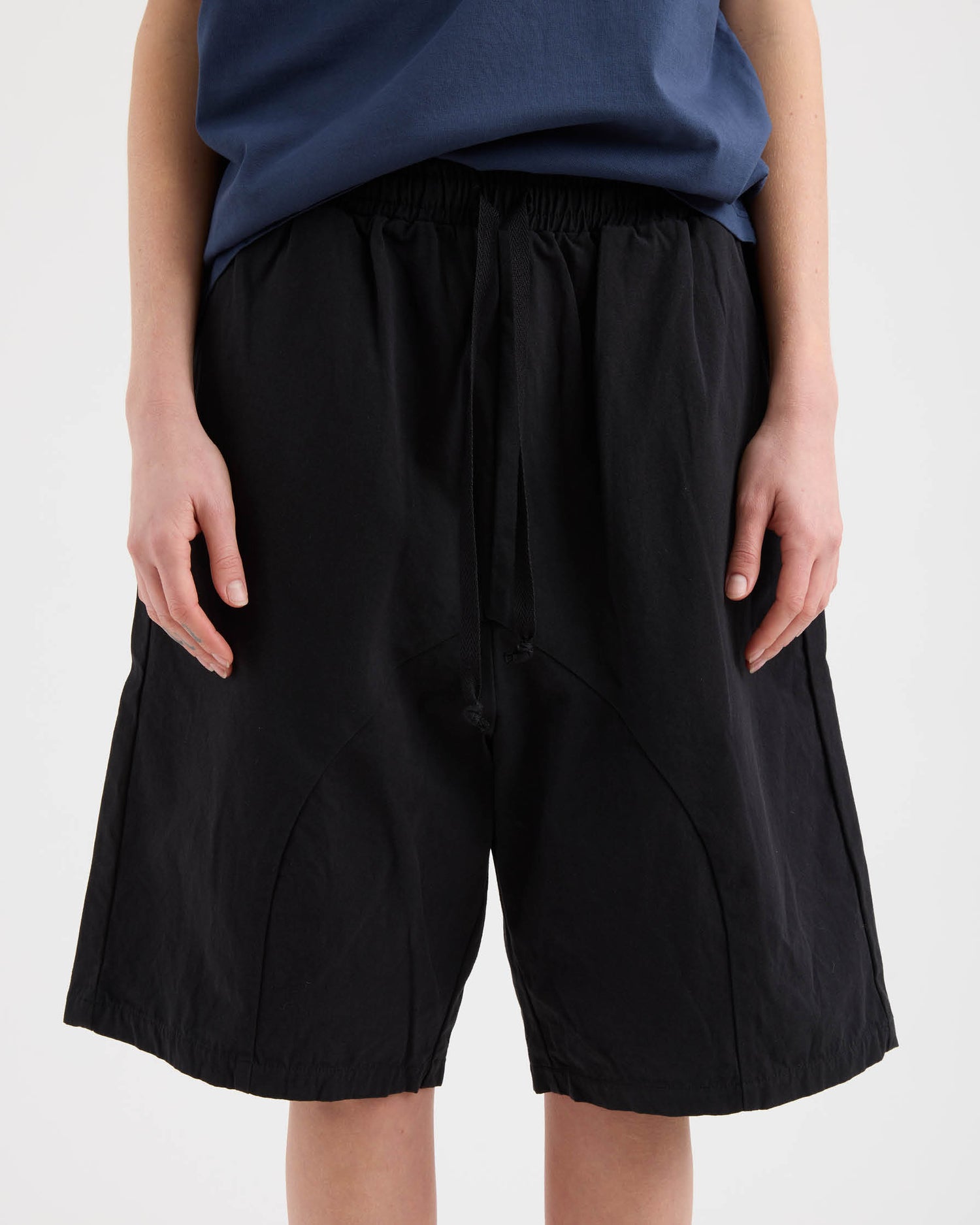 Elasticated Cotton Shorts - Washed Black