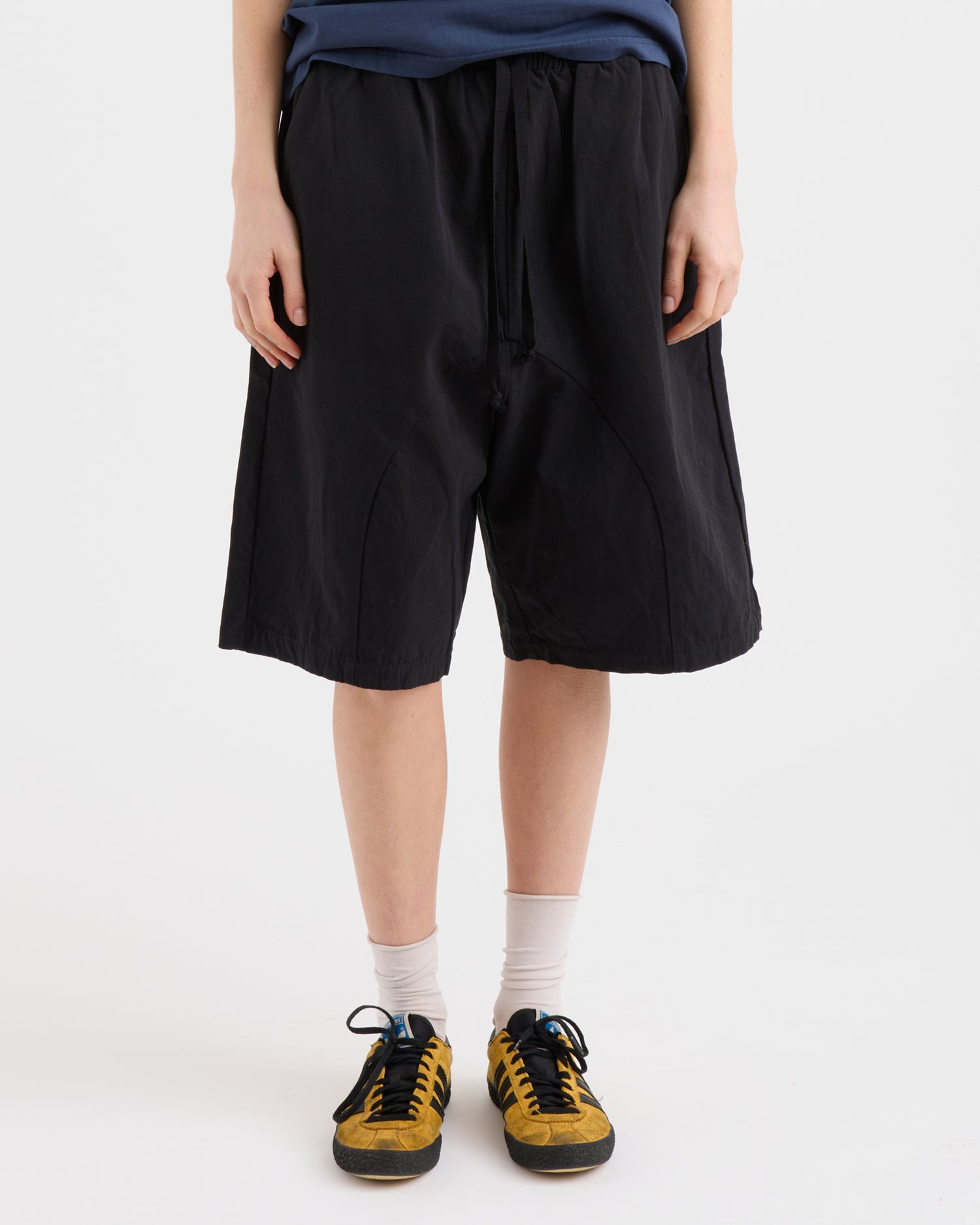 Elasticated Cotton Shorts - Washed Black