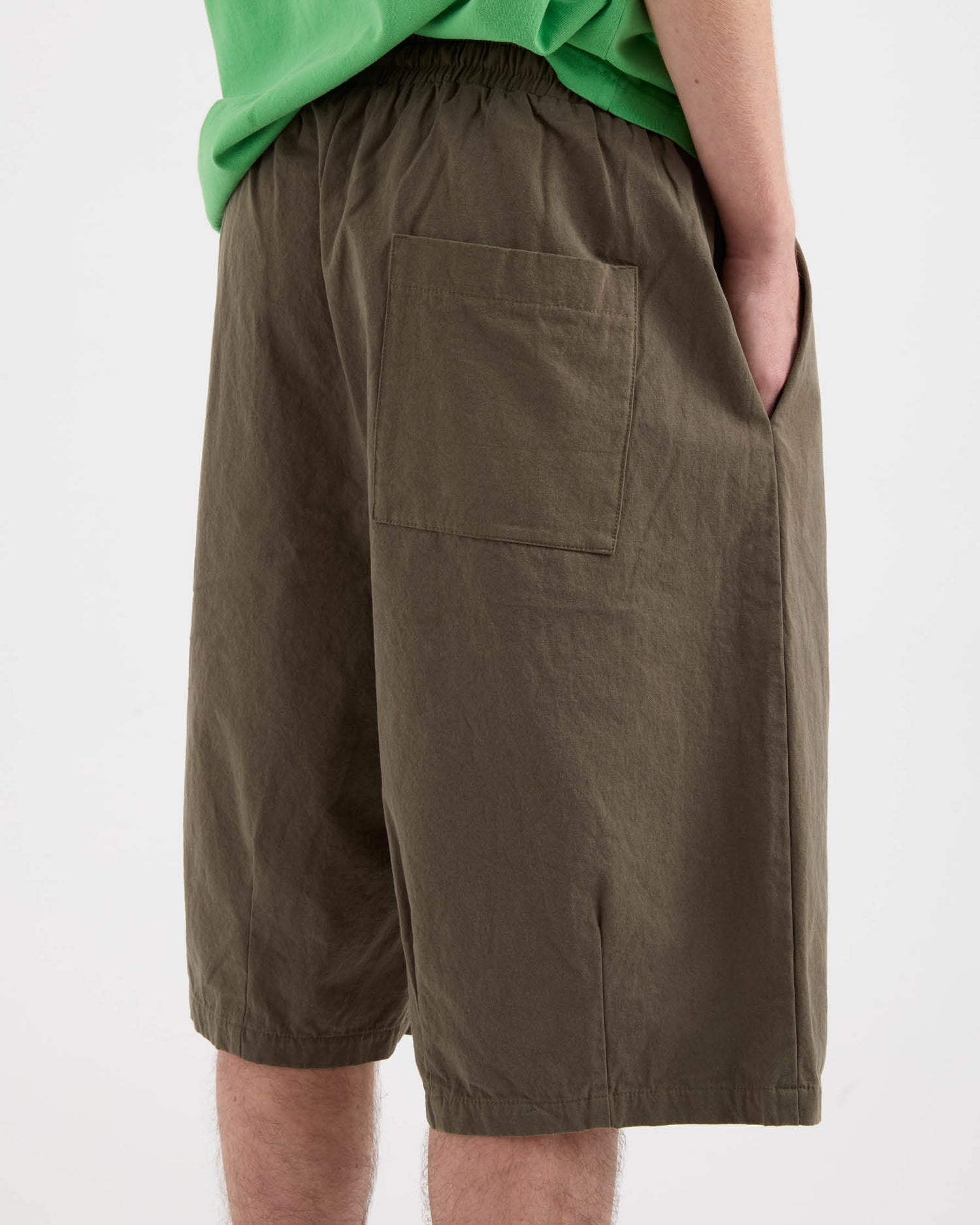 Elasticated Cotton Shorts - Washed Bark