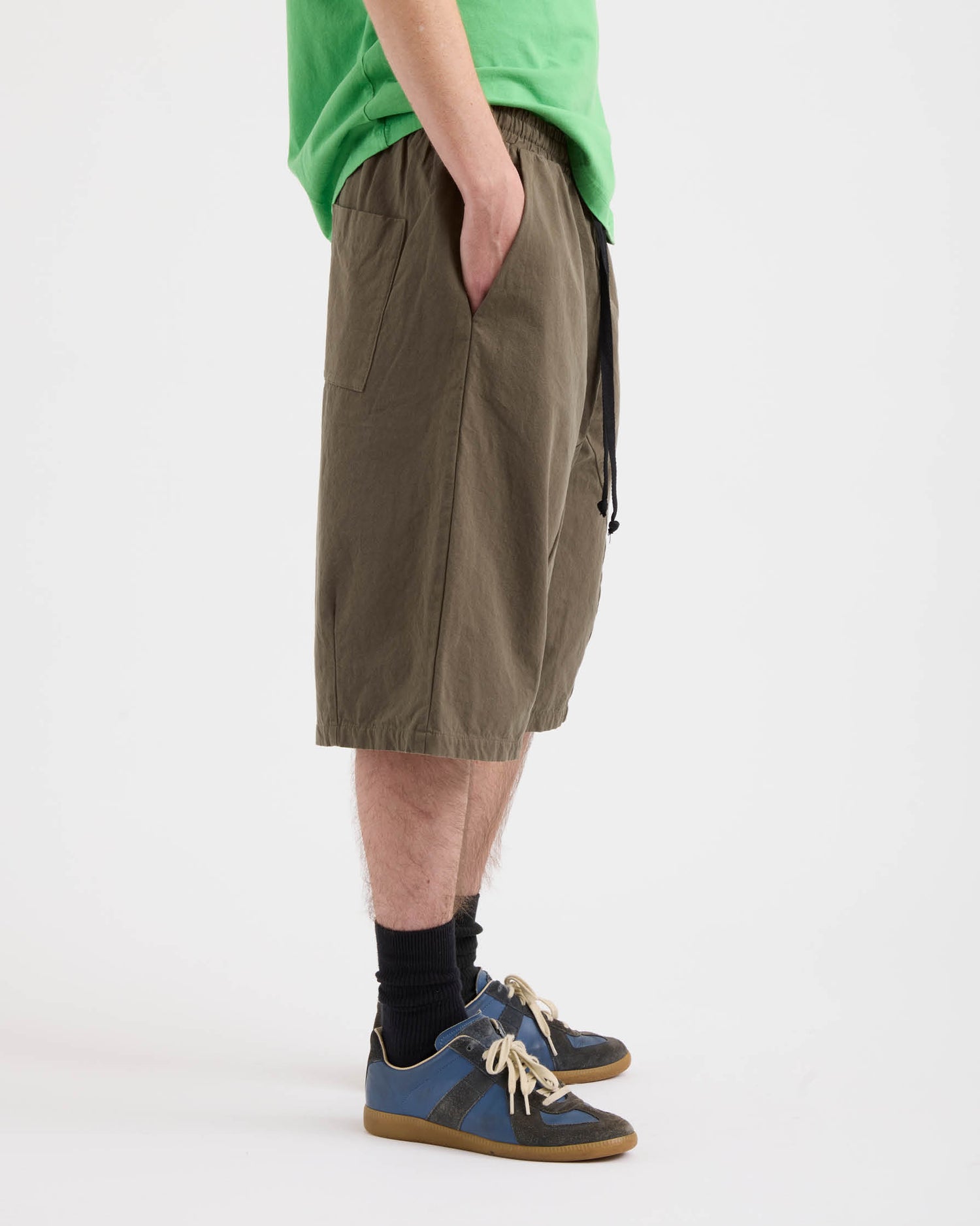 Elasticated Cotton Shorts - Washed Bark