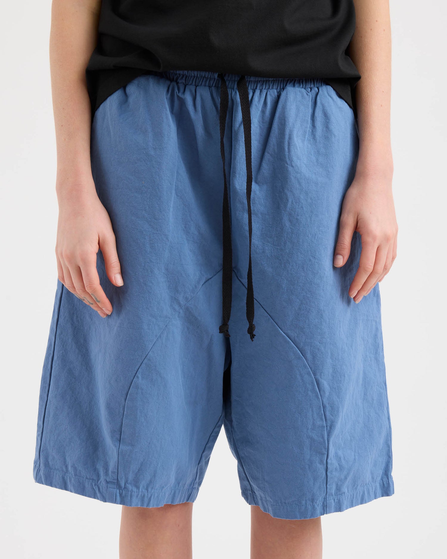 Elasticated Cotton Shorts - Washed Pond