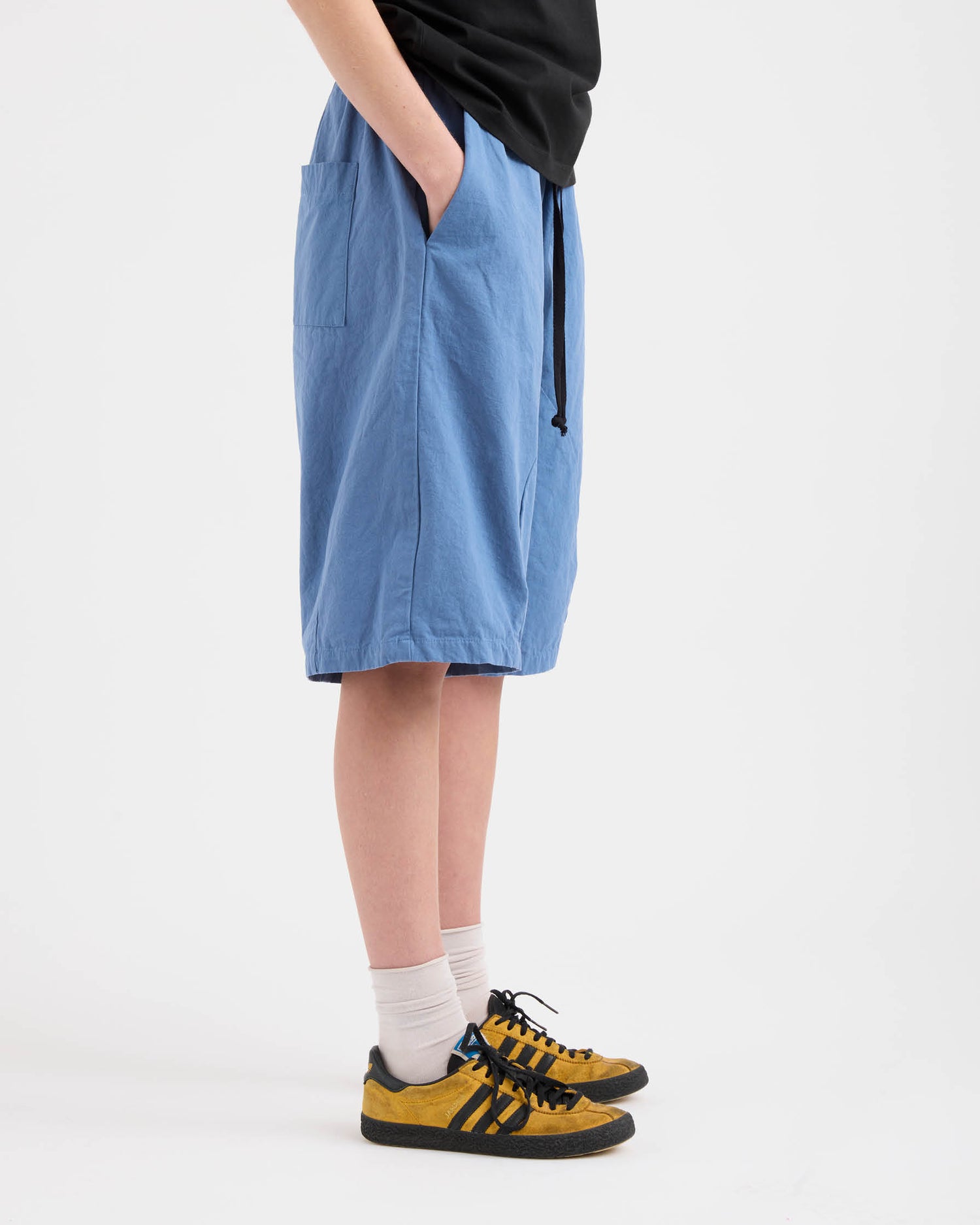 Elasticated Cotton Shorts - Washed Pond