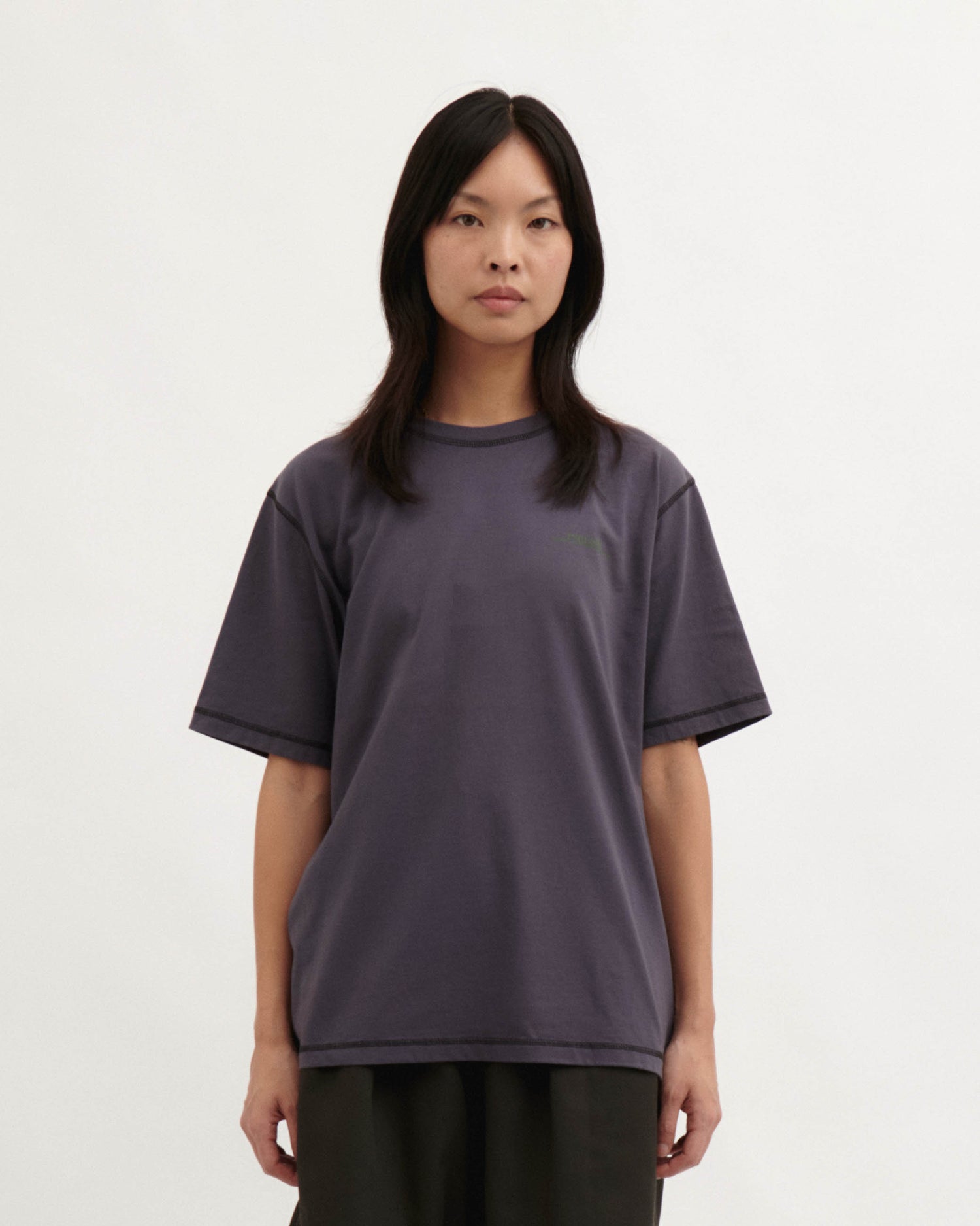 Contrast Stitch Tee - Blackcurrant