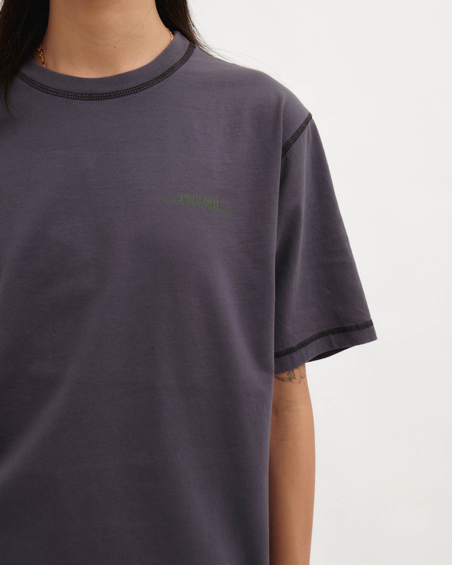 Contrast Stitch Tee - Blackcurrant