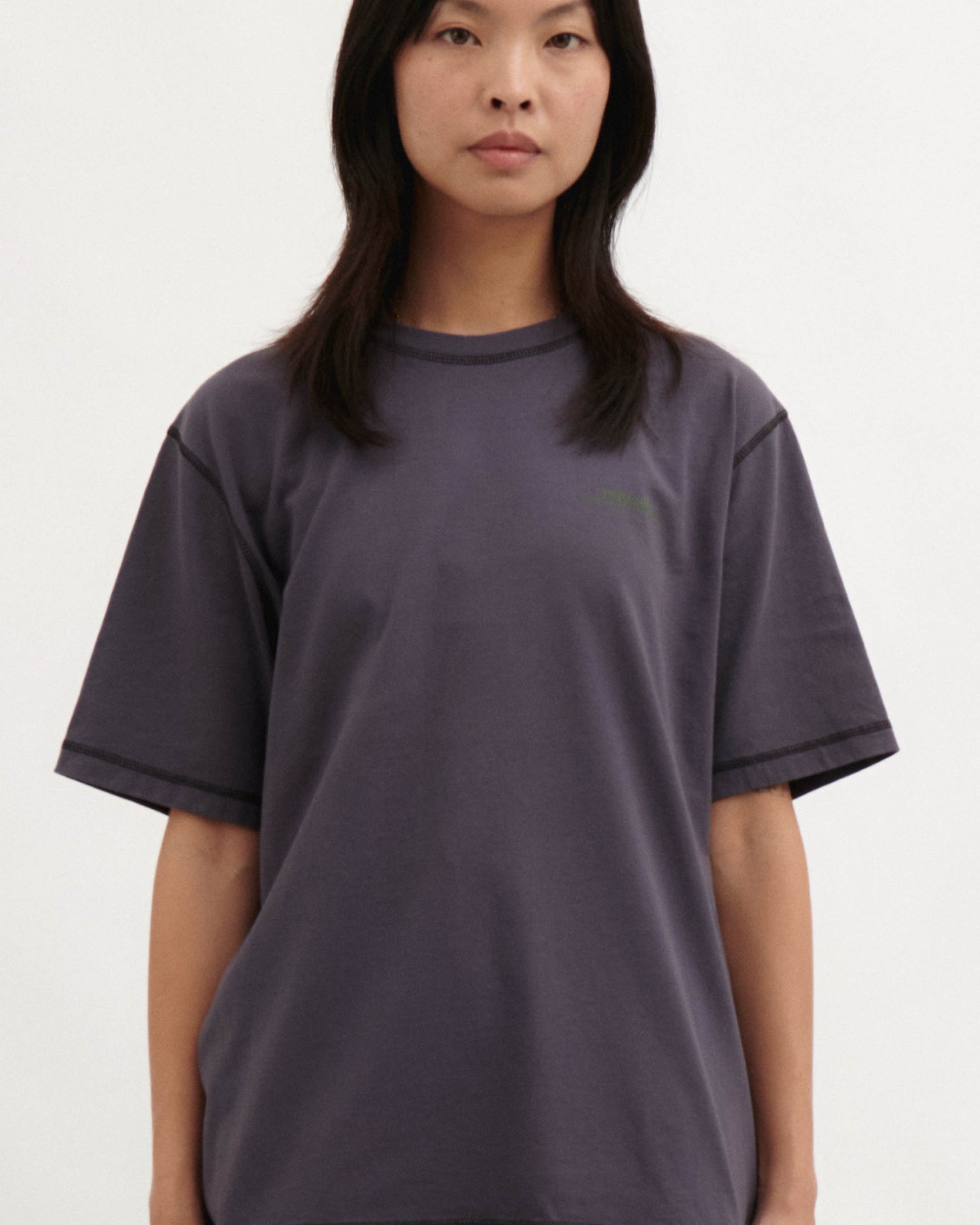 Contrast Stitch Tee - Blackcurrant