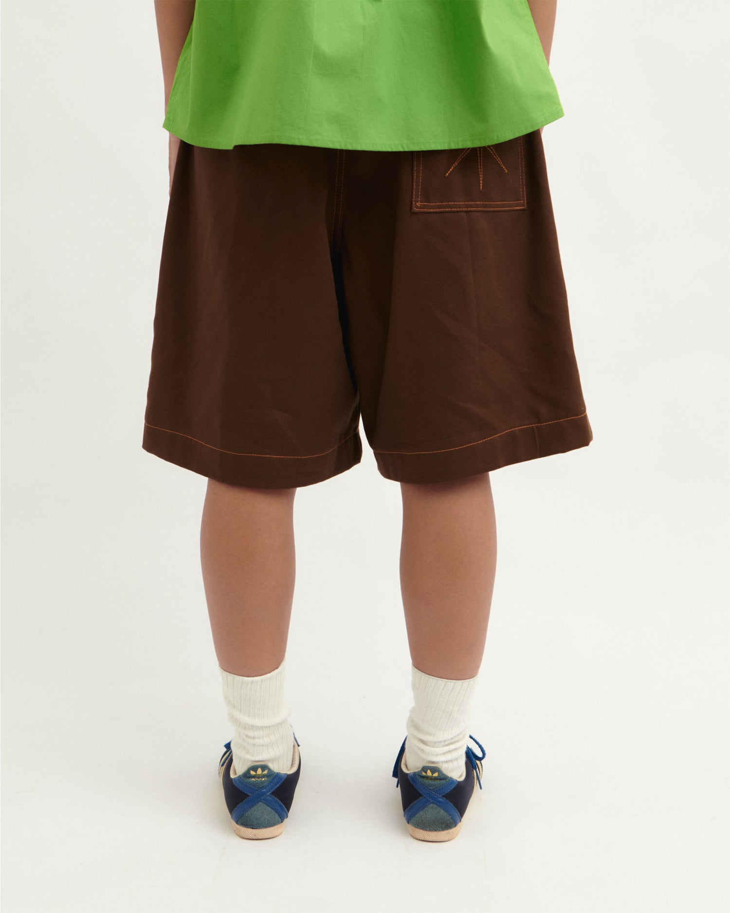 Pleated Oversized Shorts - Brown