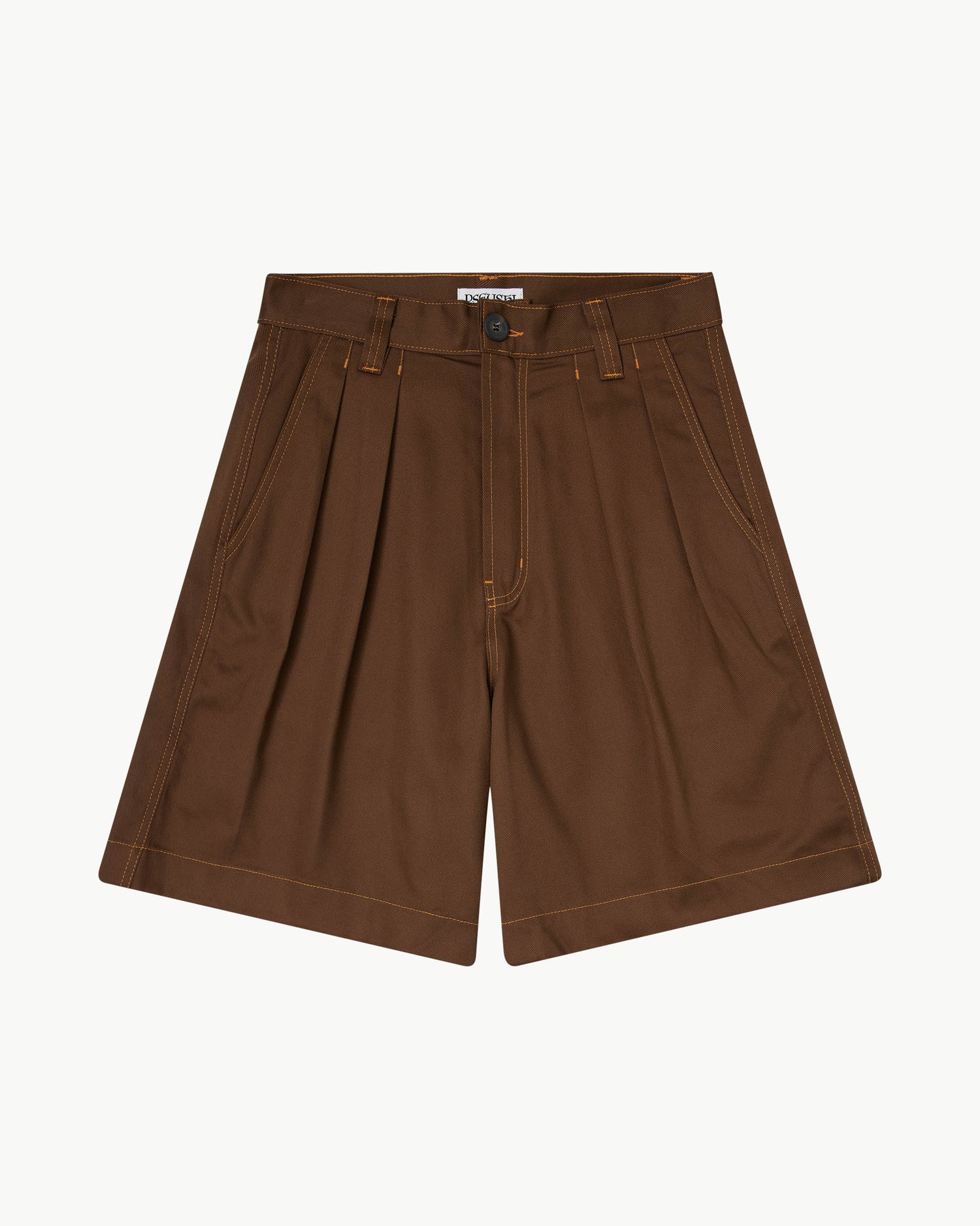 Pleated Oversized Shorts - Brown