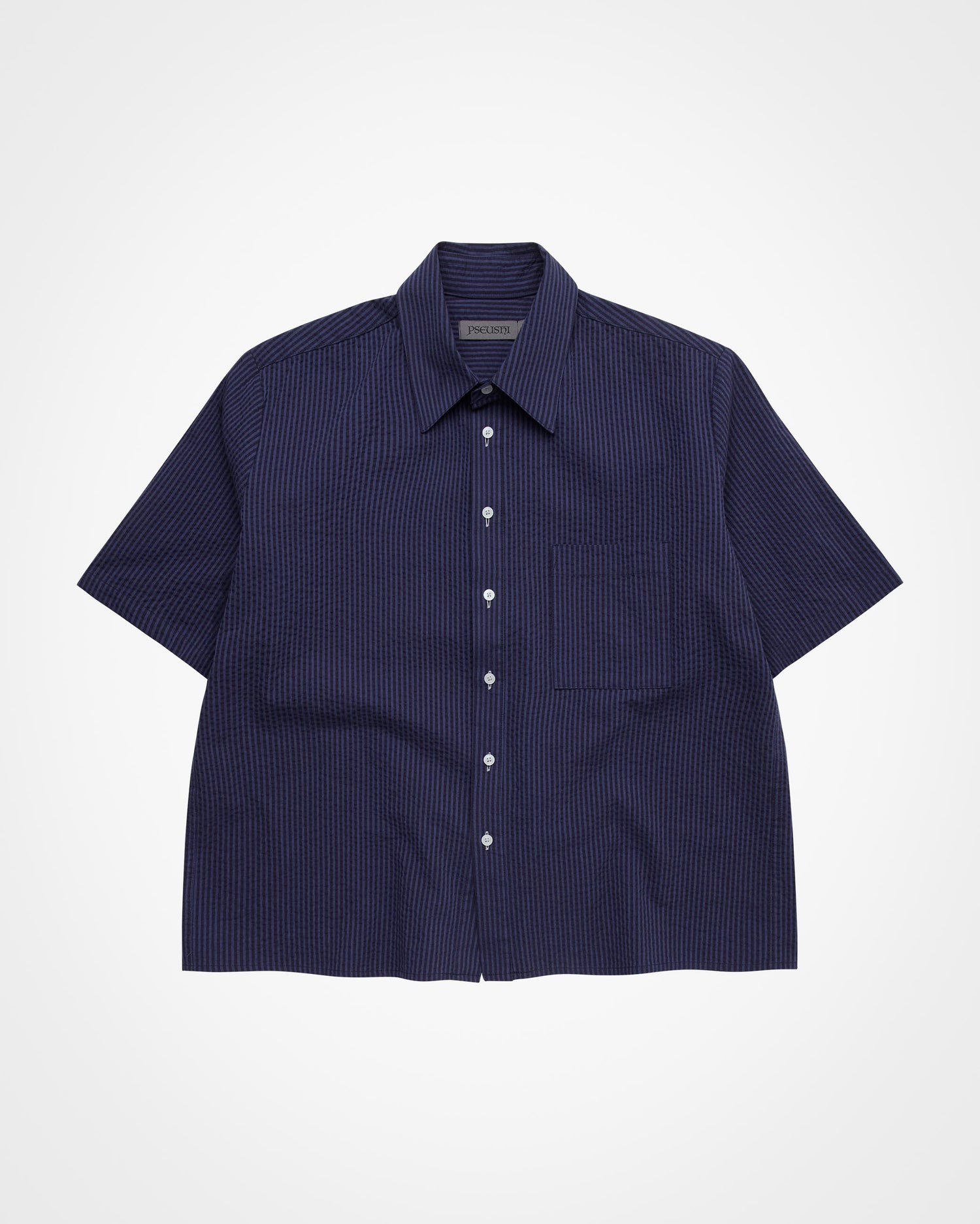 Short Sleeve Seersucker Shirt - Navy