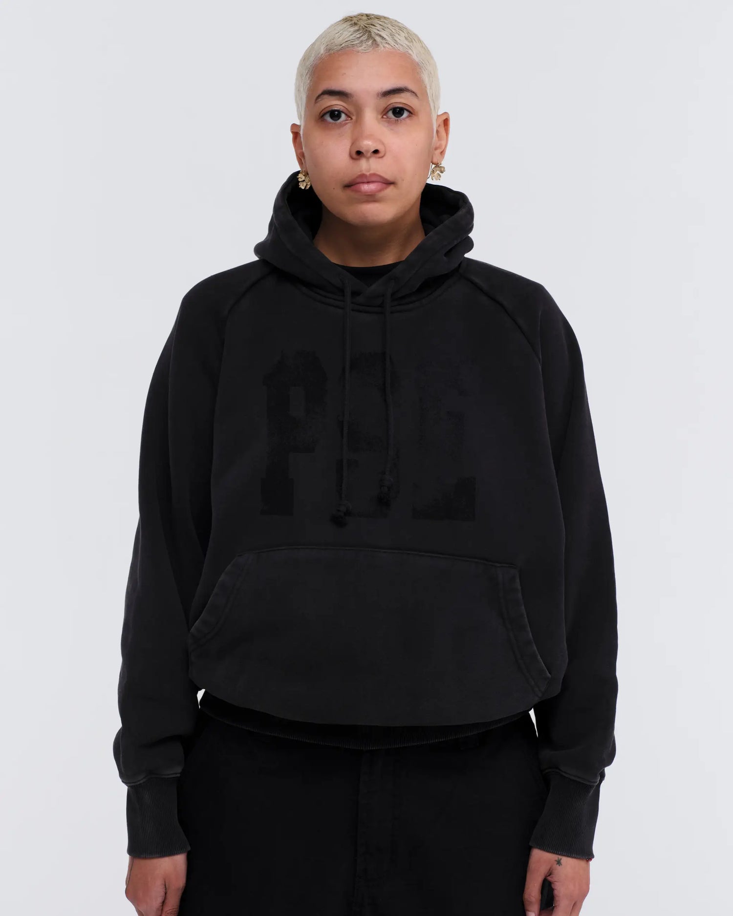 Raglan Drawstring Hoodie - Vintage Black