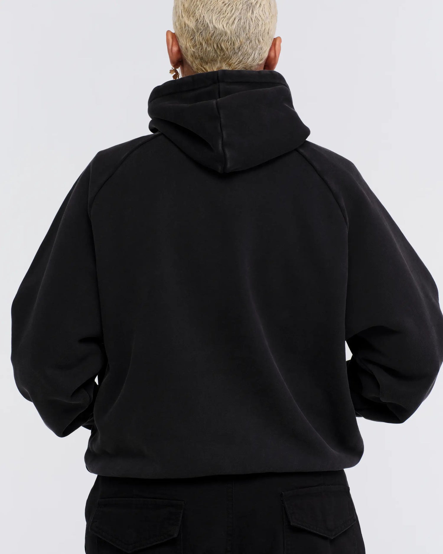 Raglan Drawstring Hoodie - Vintage Black