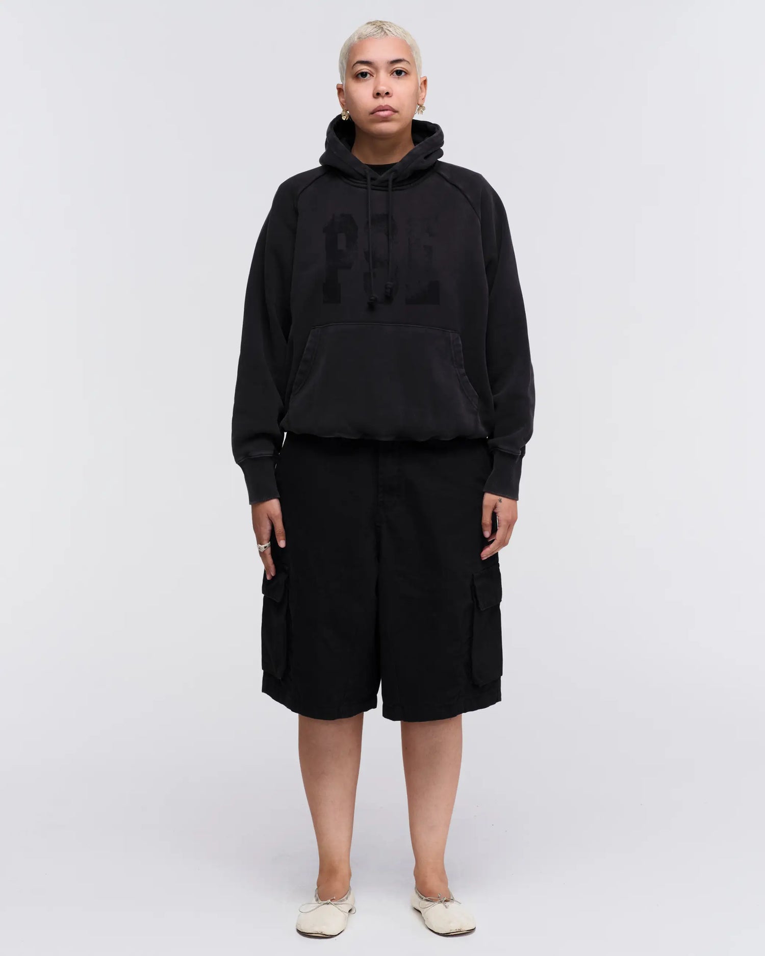 Raglan Drawstring Hoodie - Vintage Black