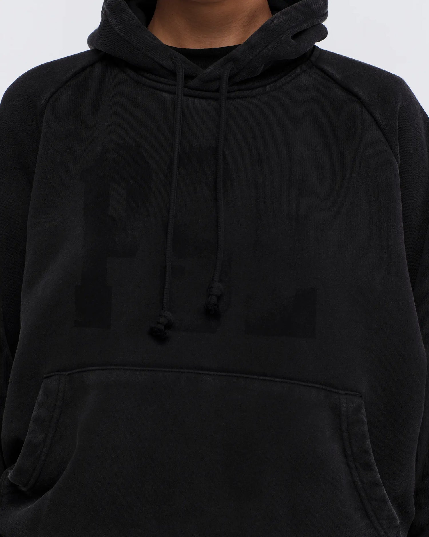 Raglan Drawstring Hoodie - Vintage Black