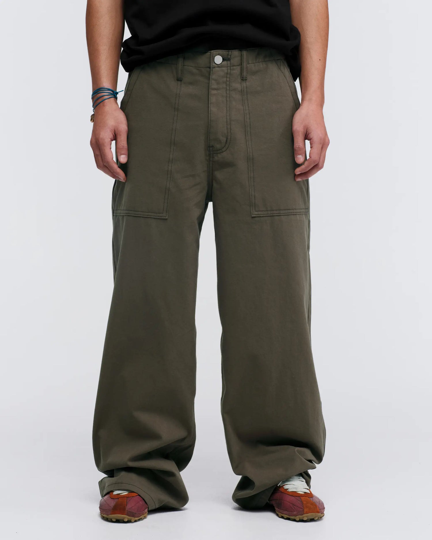 Loose Cut Canvas Fatigue Pant - Washed Bark