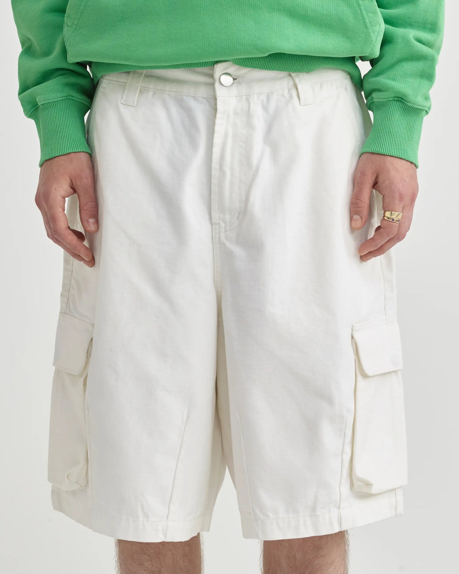 Cotton Ripstop Cargo Shorts - Vintage White