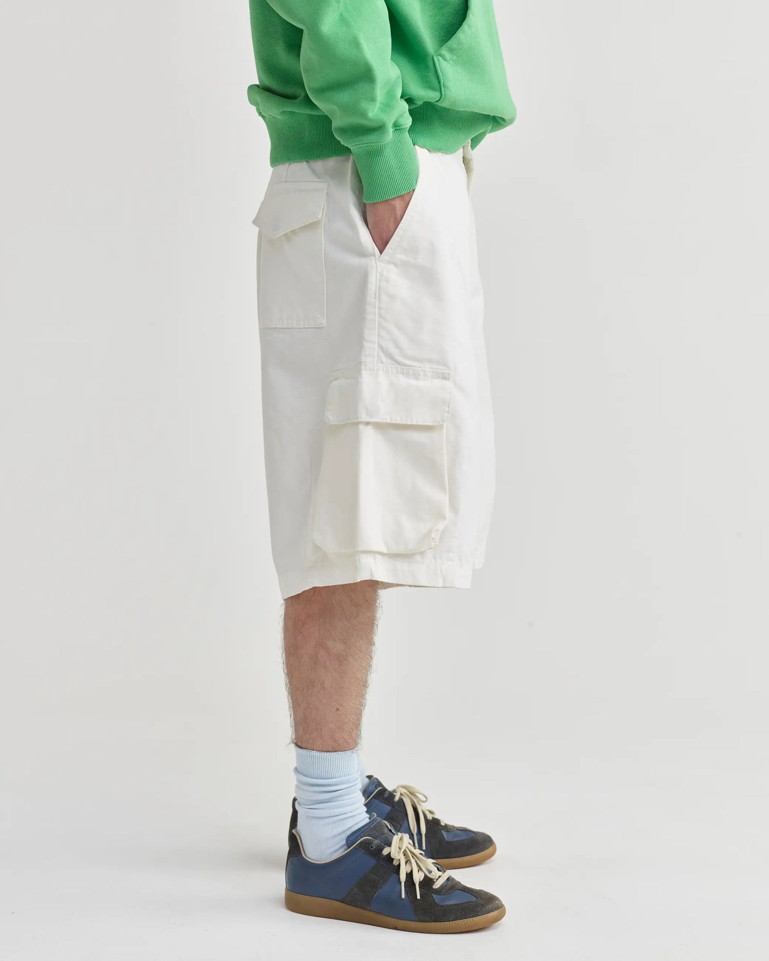 Cotton Ripstop Cargo Shorts - Vintage White