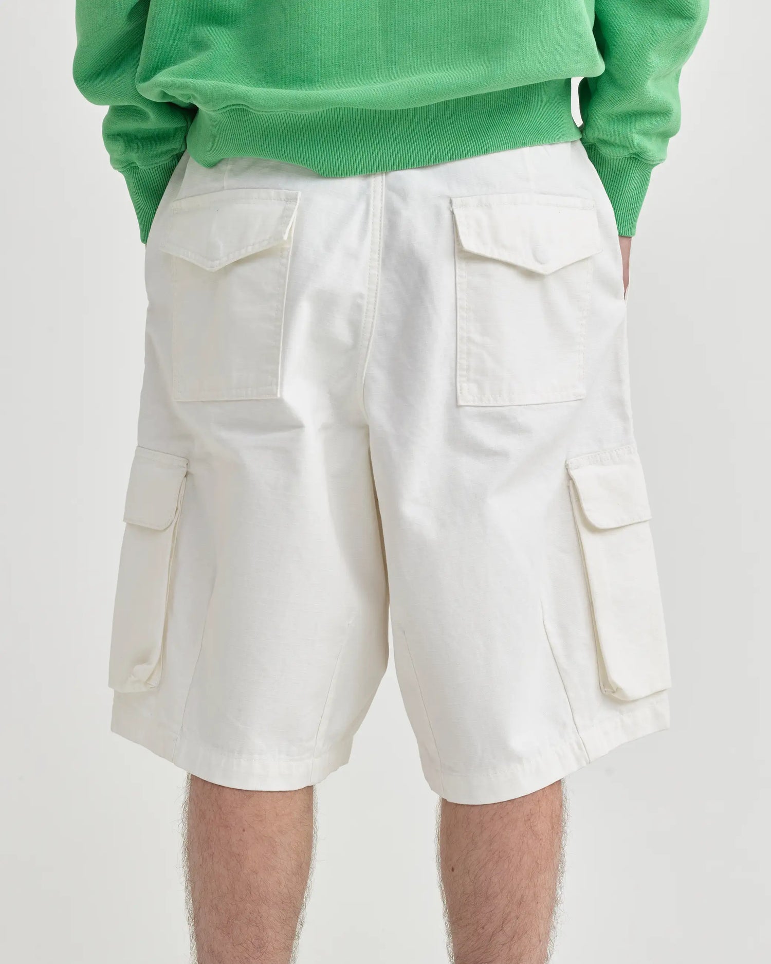Cotton Ripstop Cargo Shorts - Vintage White