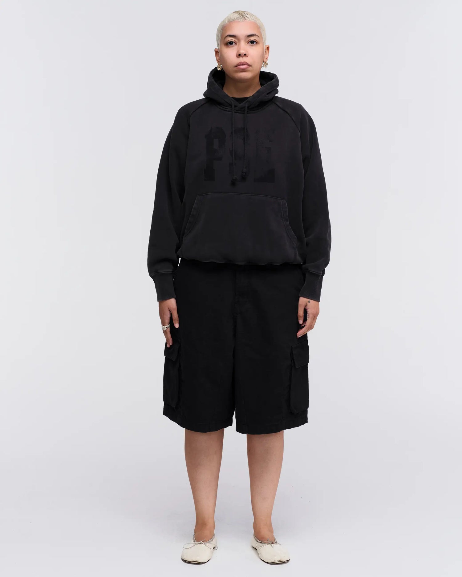 Cotton Ripstop Cargo Shorts - Washed Black