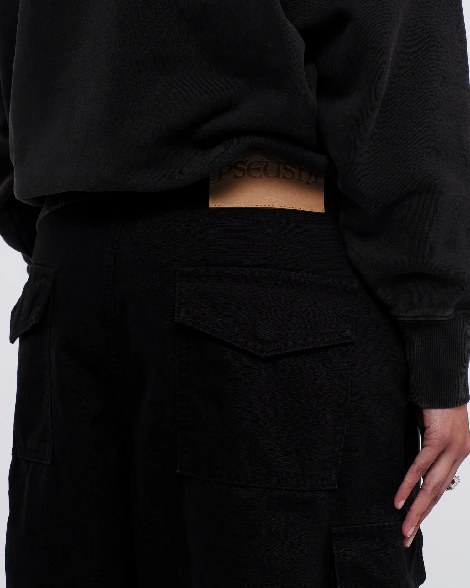 Cotton Ripstop Cargo Shorts - Washed Black