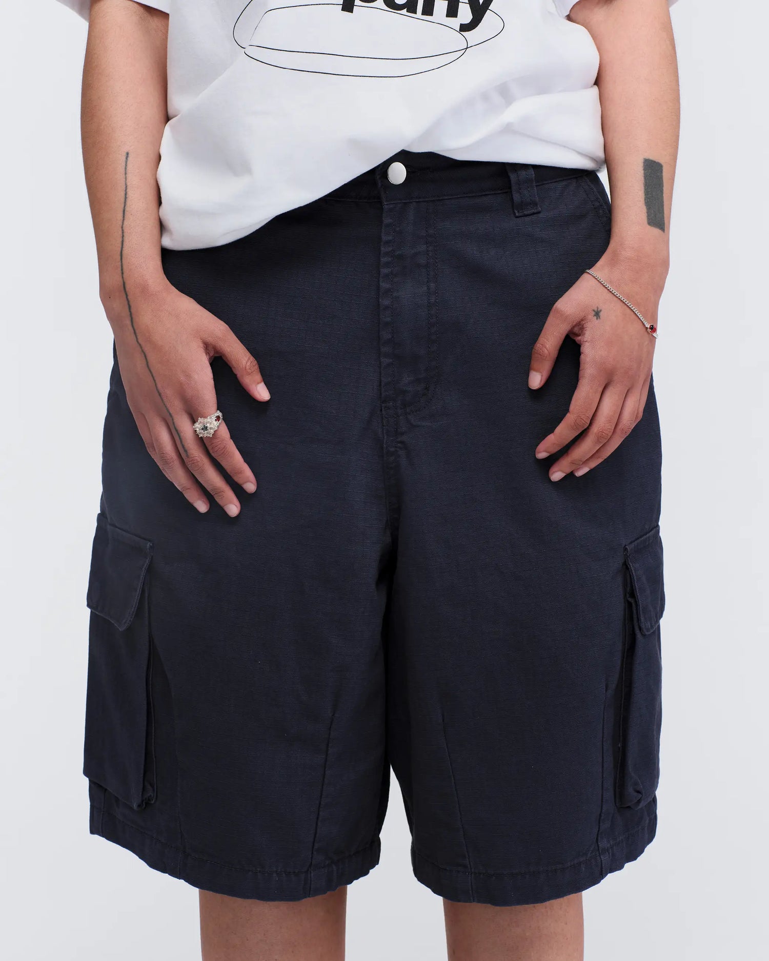 Cotton Ripstop Cargo Shorts - Washed Navy