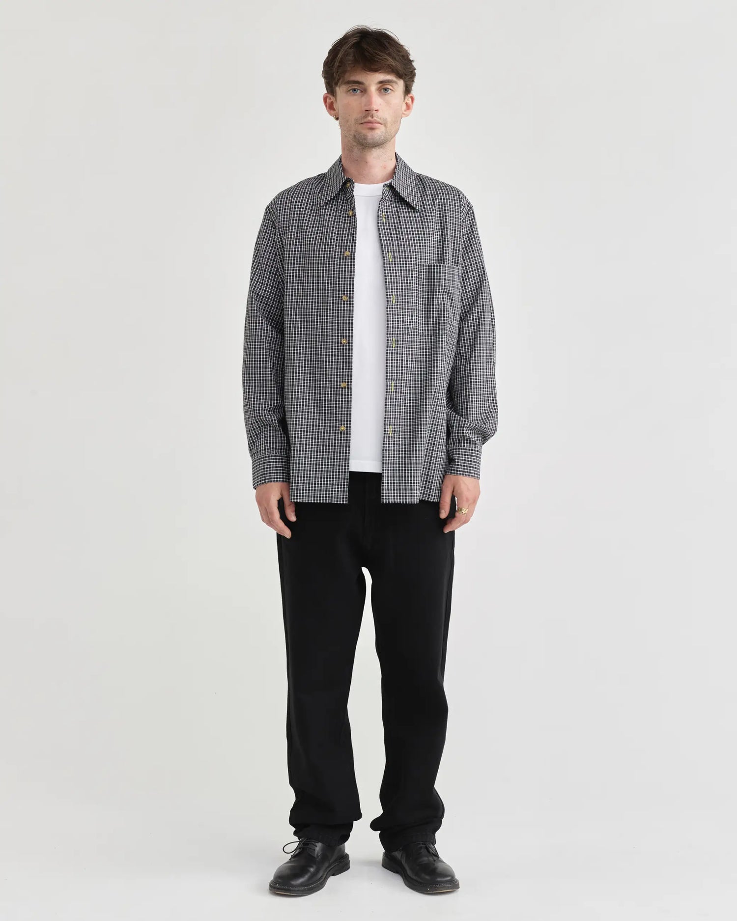 L/S Black Plaid Shirt