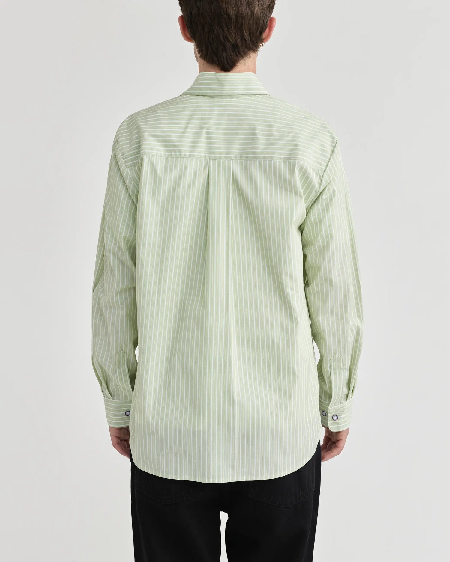 L/S Green Stripe Typewriter Shirt