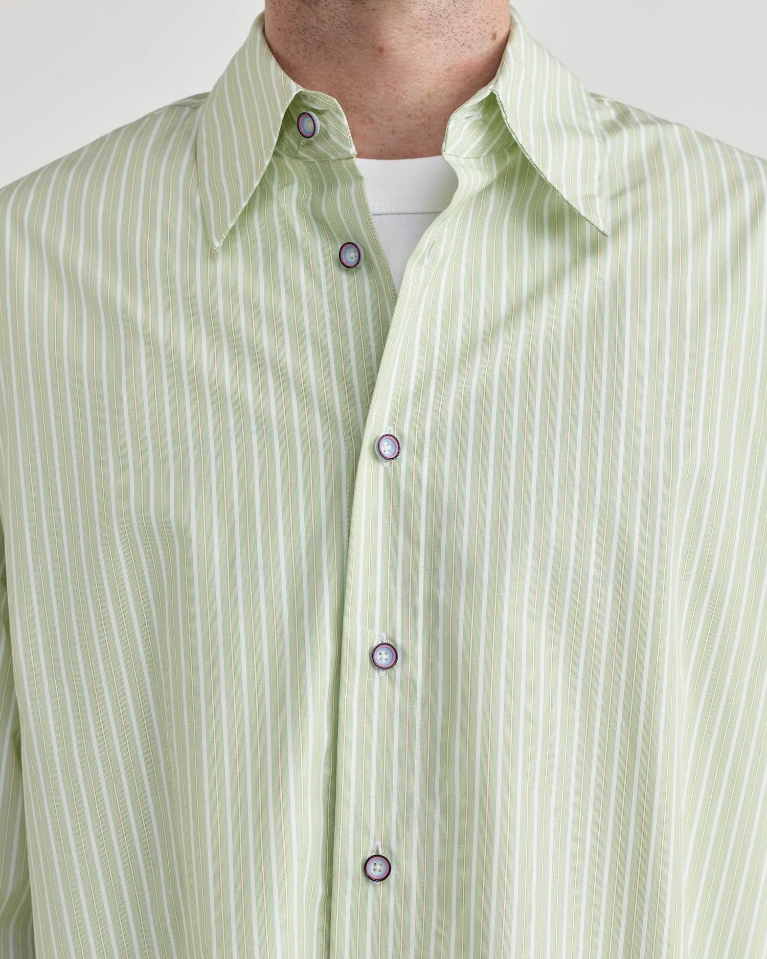 L/S Green Stripe Typewriter Shirt