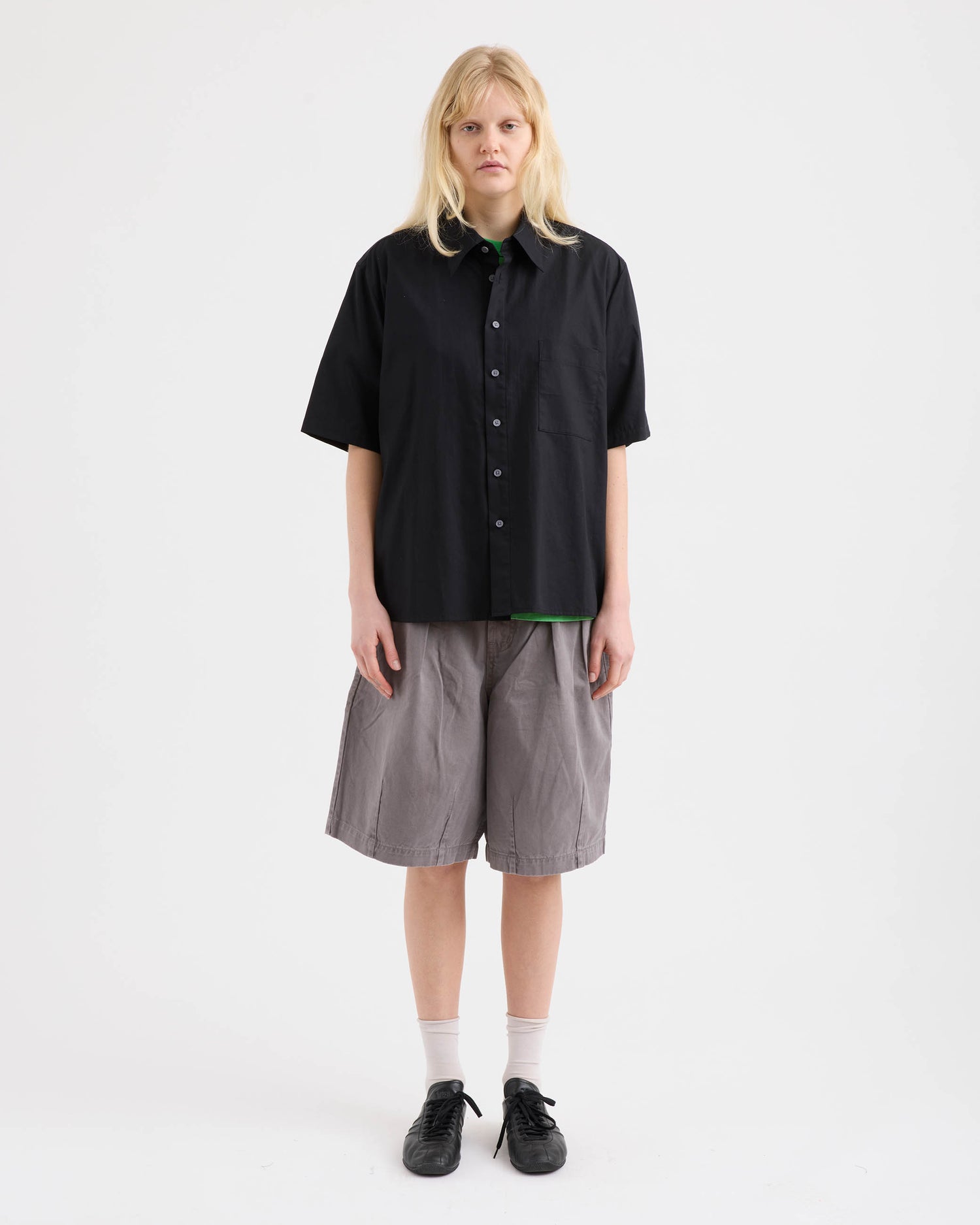 Pleated Balloon Shorts - Washed Grey