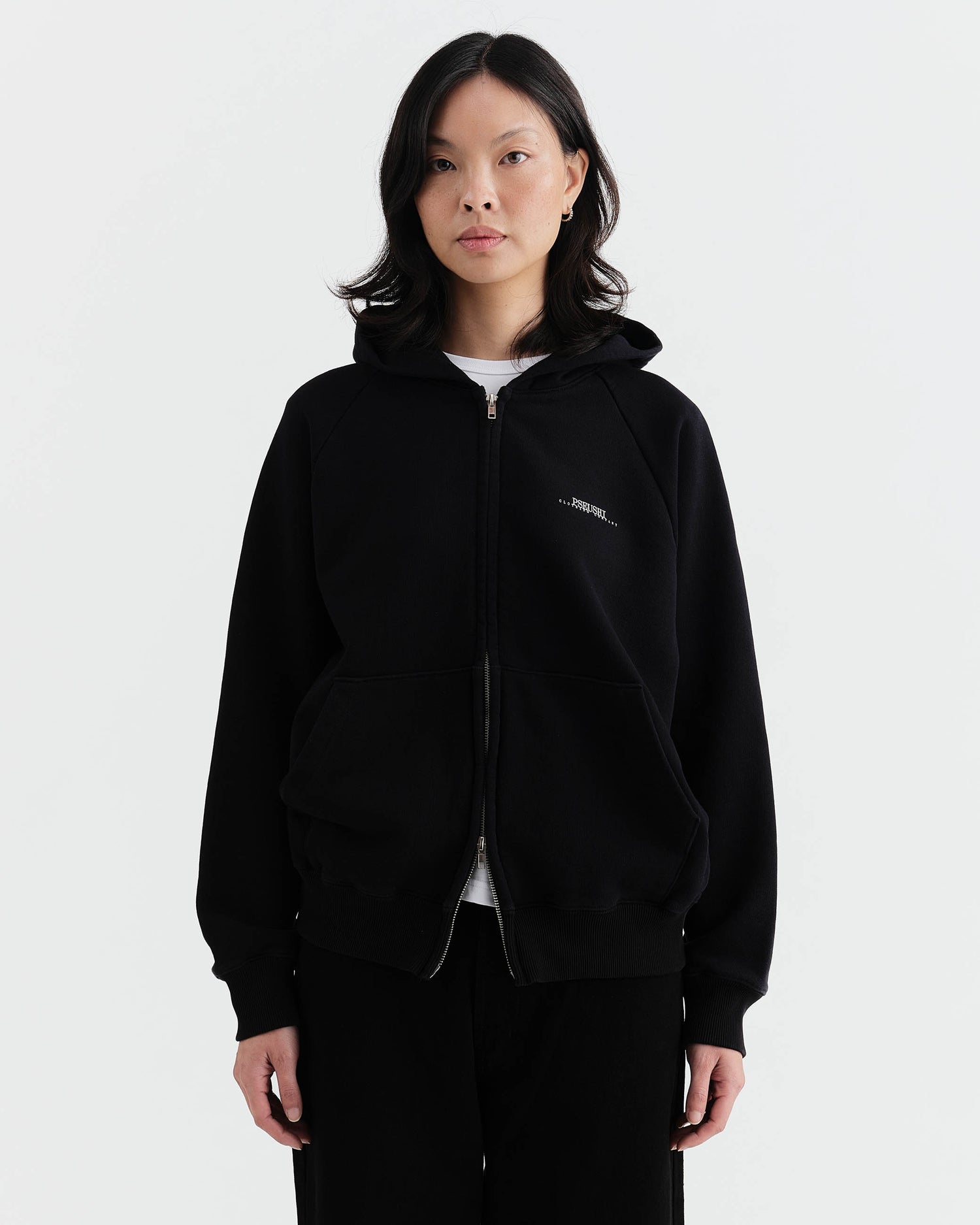 Studio Raglan Zip Hoodie - Black