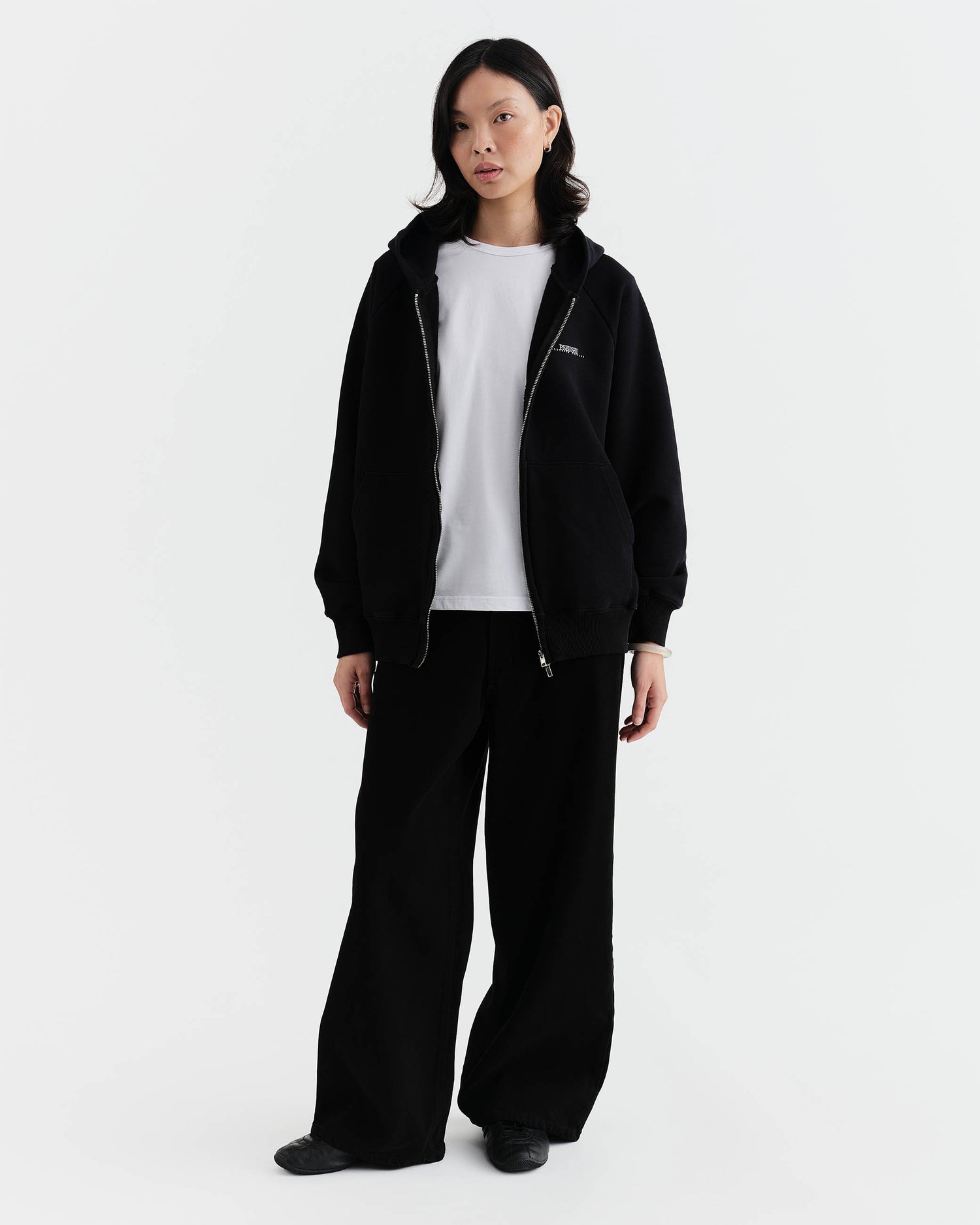 Studio Raglan Zip Hoodie - Black