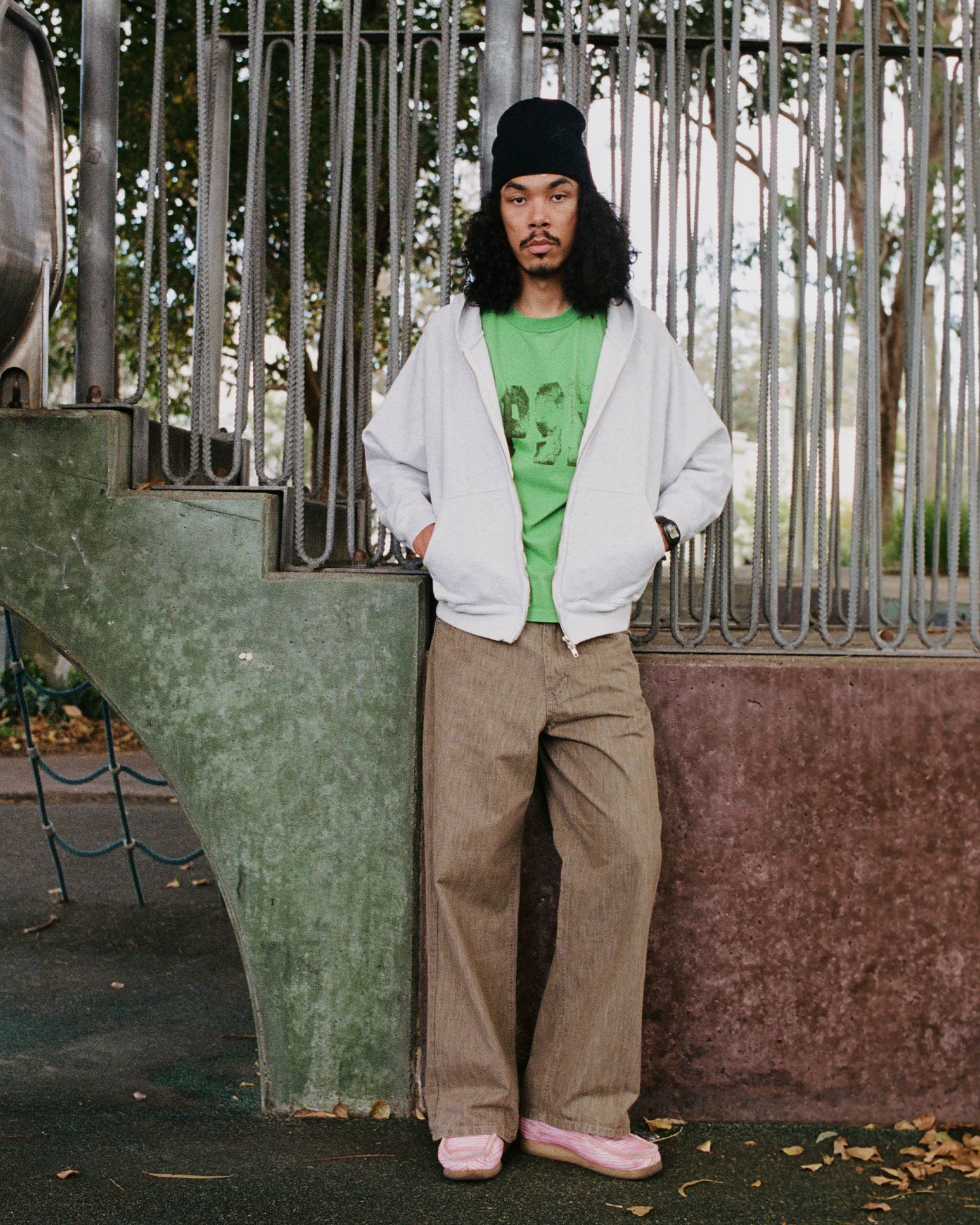 Studio Raglan Zip Hoodie - White Marle