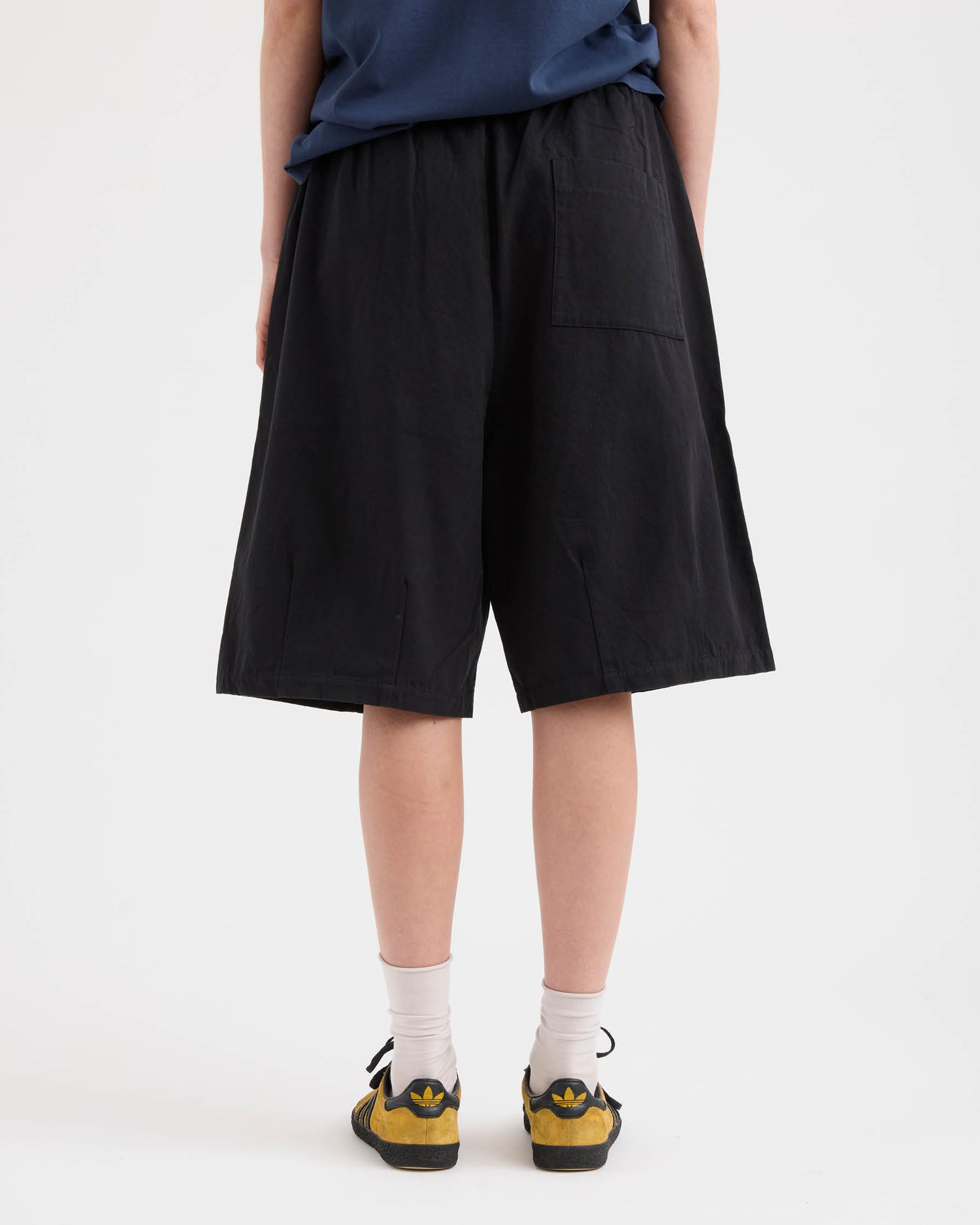 Elasticated Cotton Shorts - Washed Black