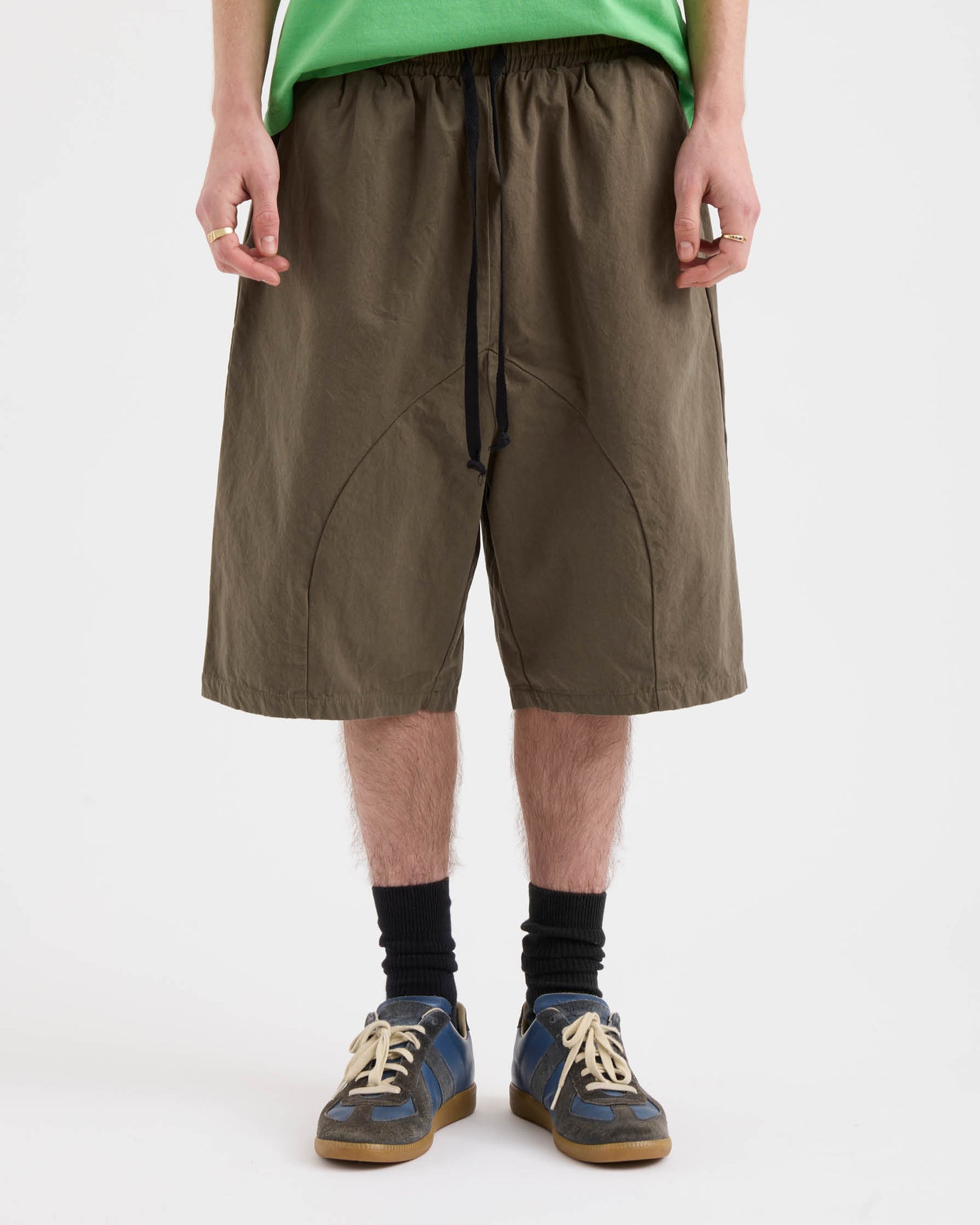 Elasticated Cotton Shorts - Washed Bark