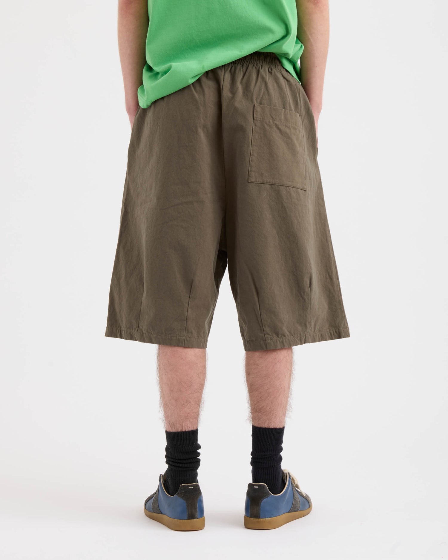 Elasticated Cotton Shorts - Washed Bark