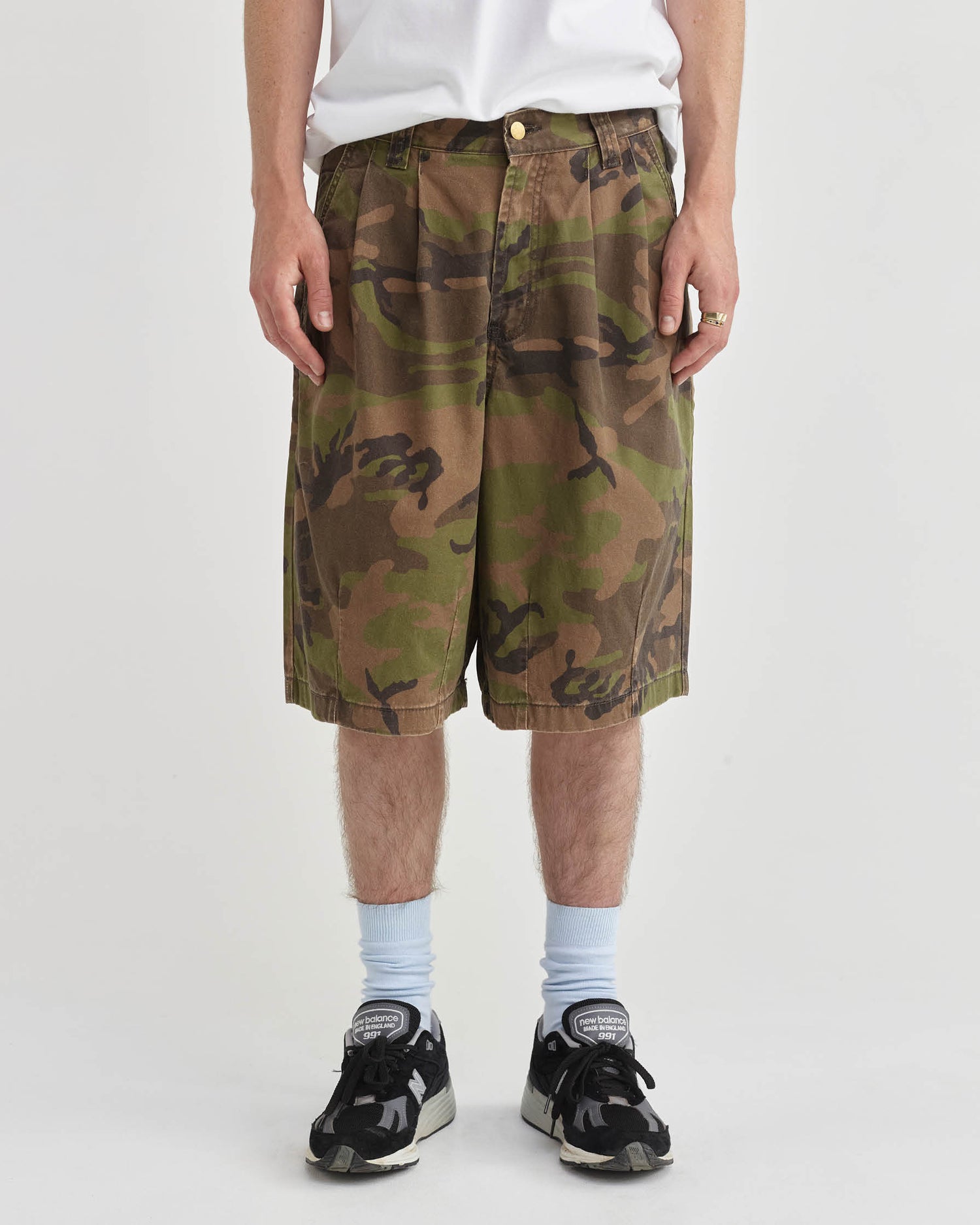 Pleated Balloon Shorts - Washed Camo