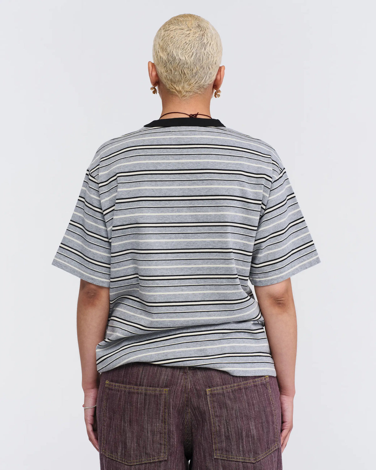 Knitted Stripes Tee - Grey