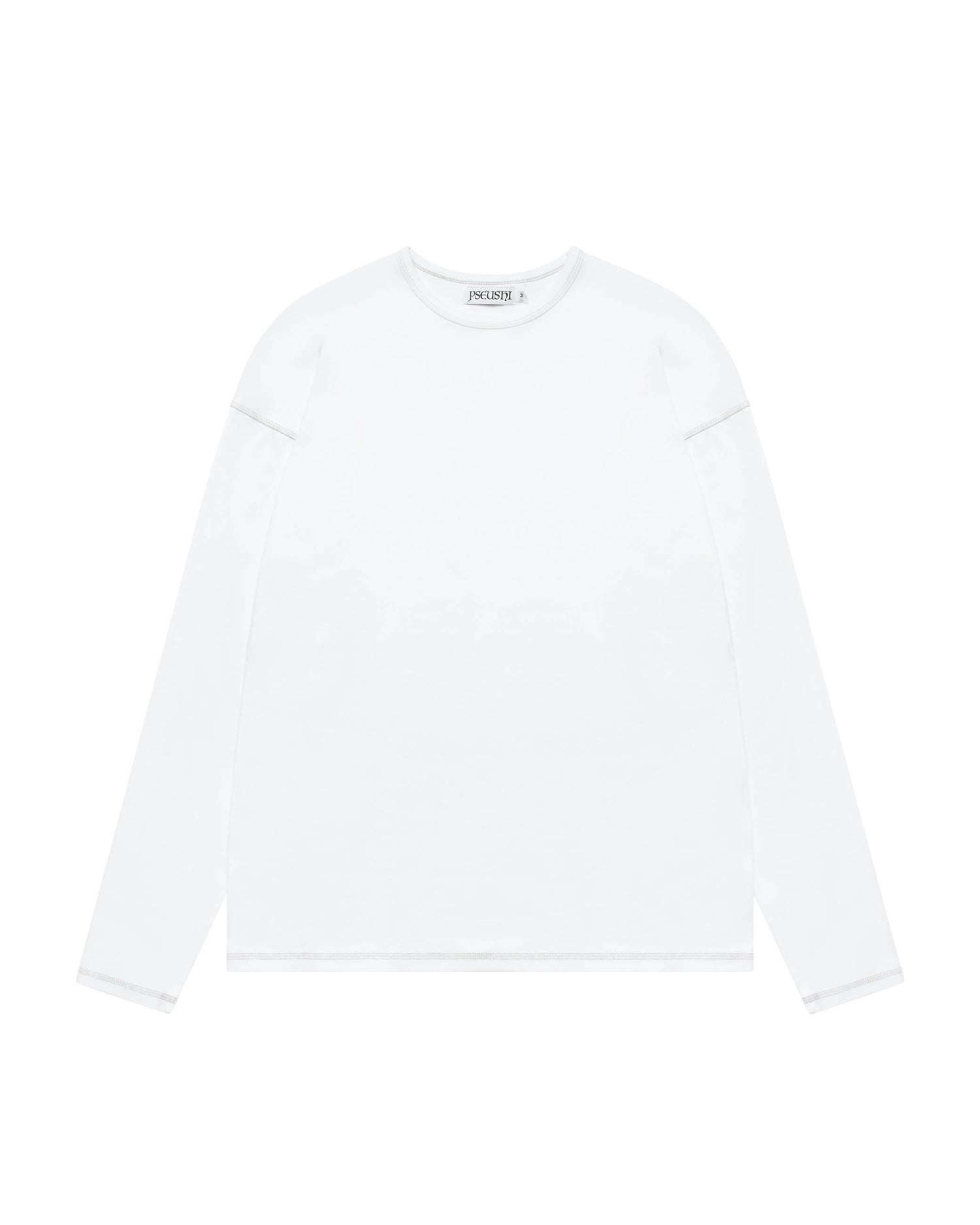 Heavy Rib Knit LS Tee - White