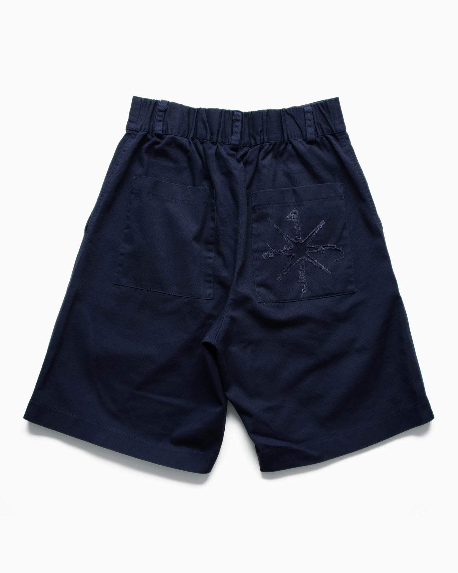 Pleated Wide Shorts - Washed Navy